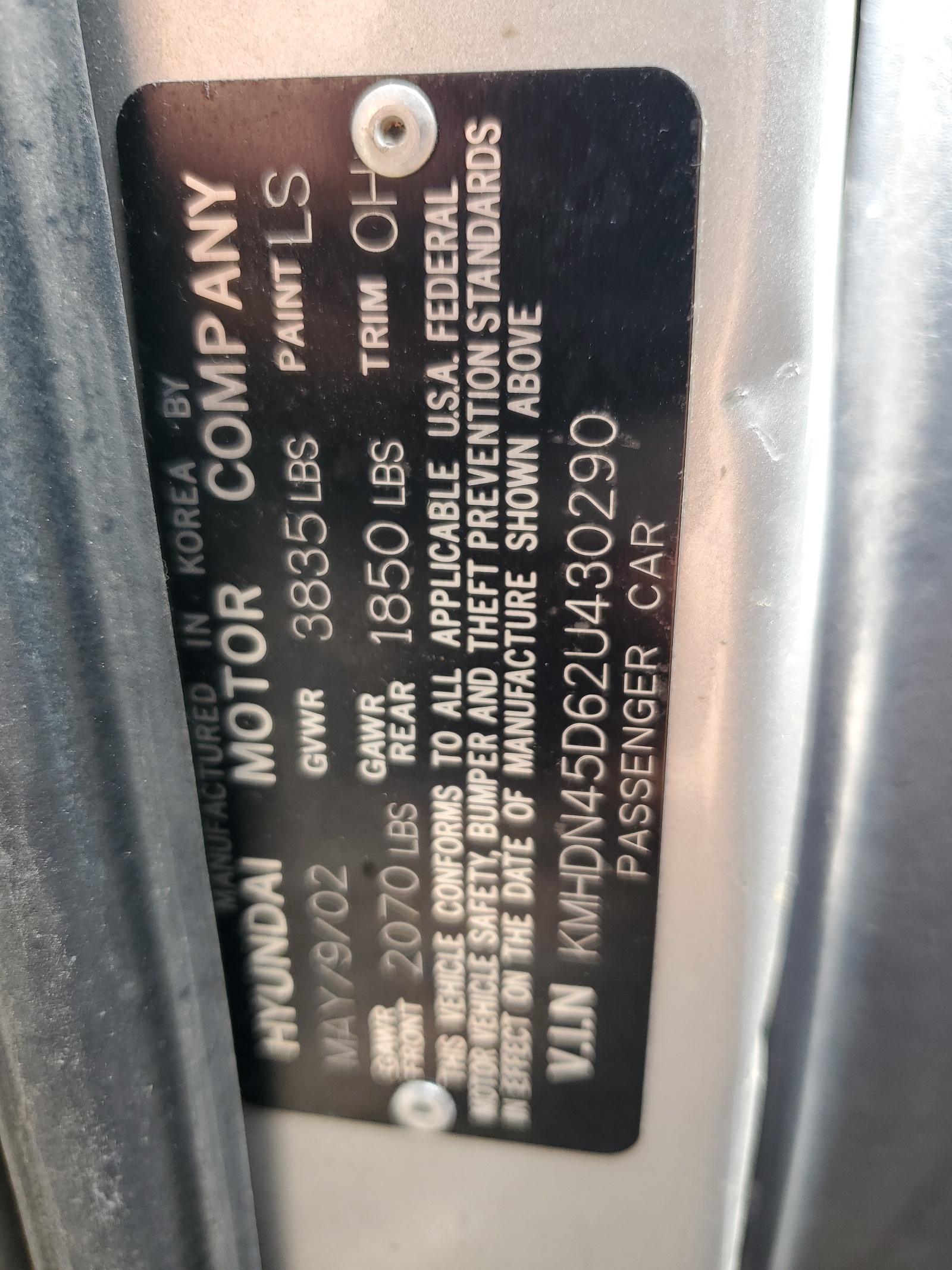 KMHDN45D62U430290 2002 Hyundai Elantra Gls