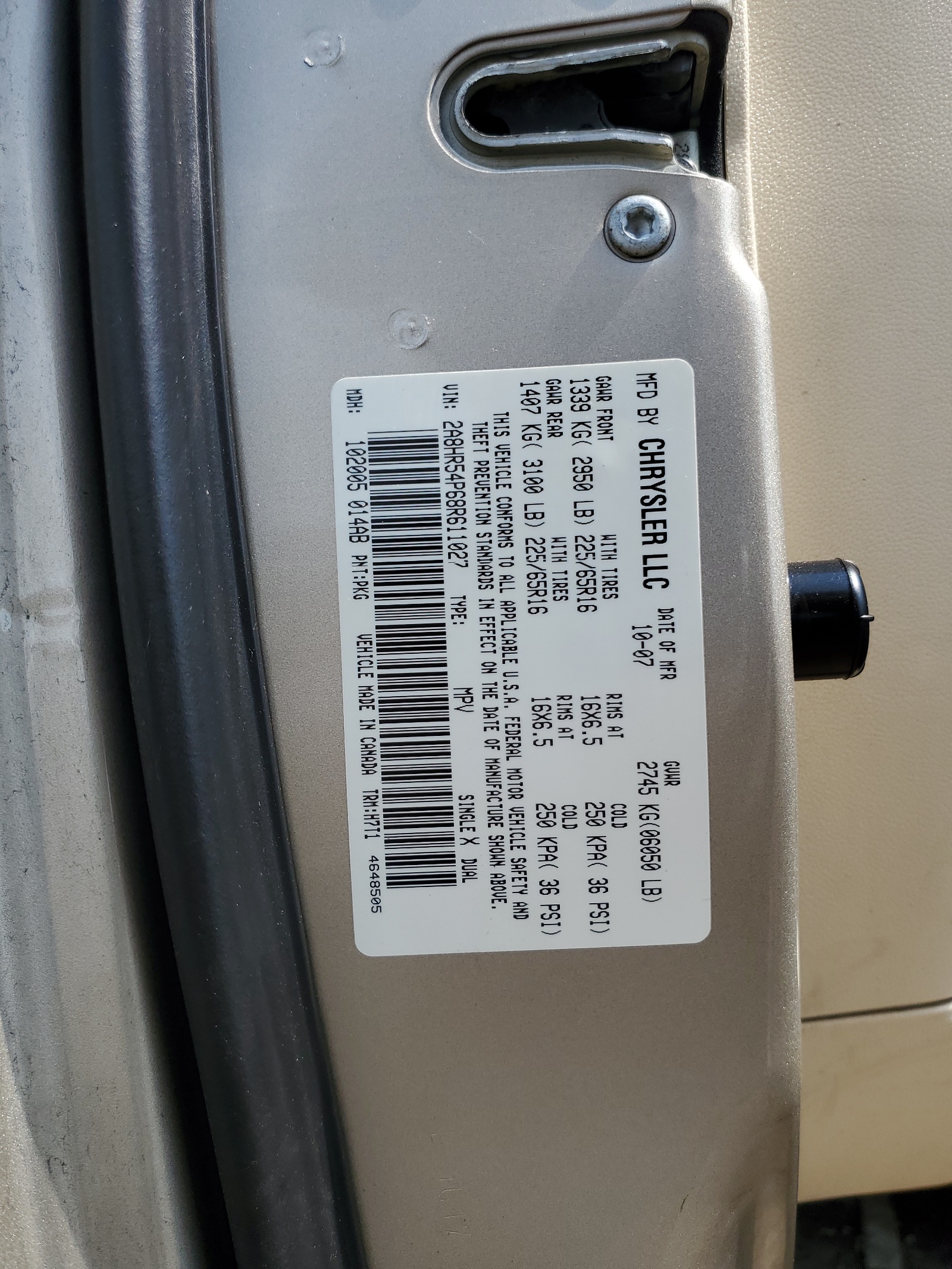 2A8HR54P68R611027 2008 Chrysler Town & Country Touring