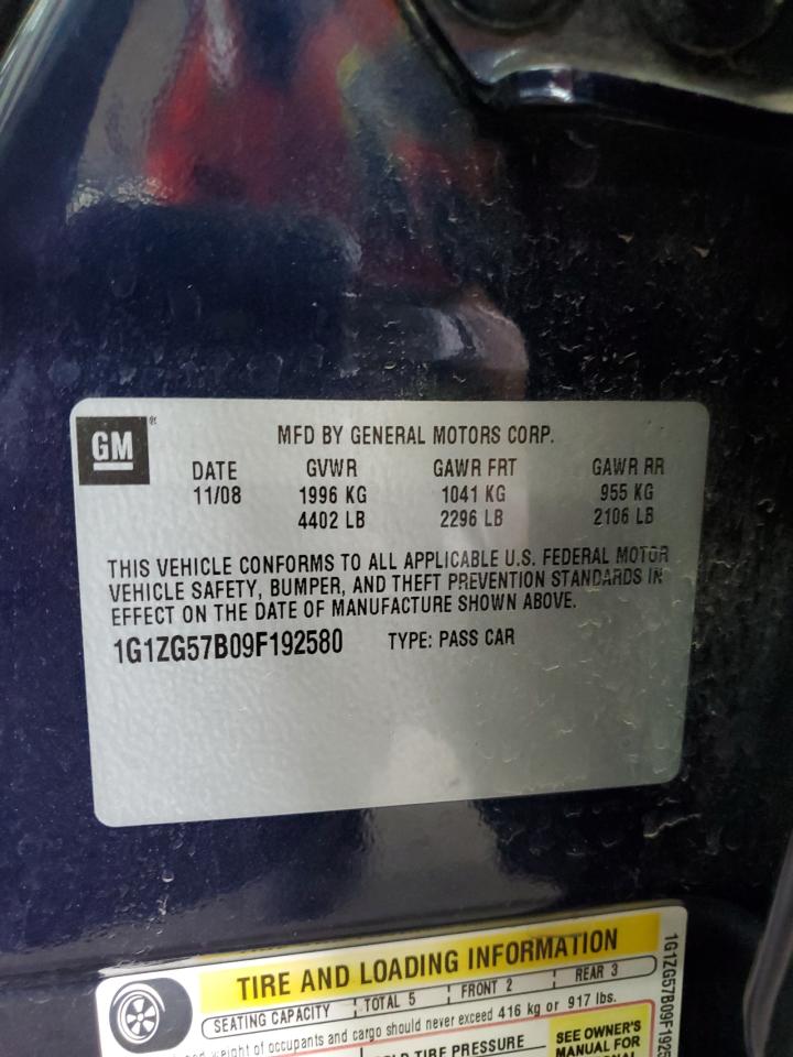 2009 Chevrolet Malibu Ls VIN: 1G1ZG57B09F192580 Lot: 63565784