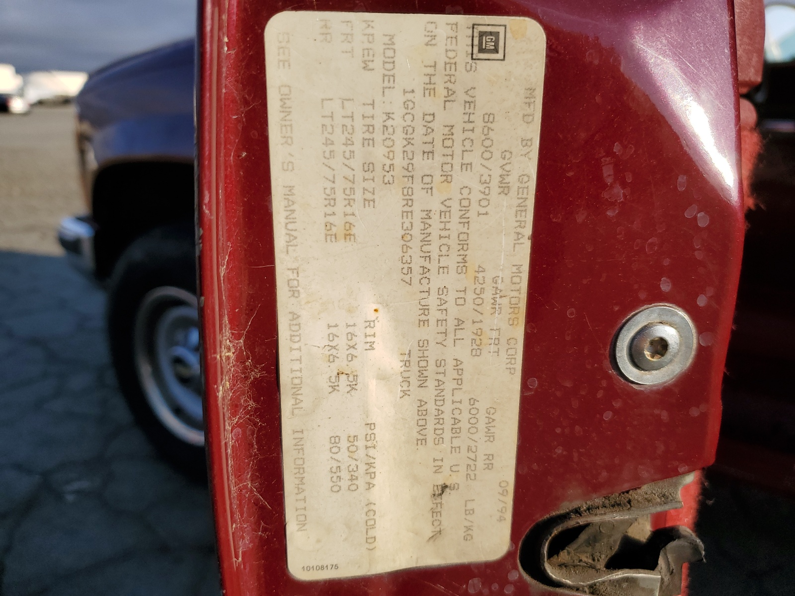 1GCGK29F8RE306357 1994 Chevrolet Gmt-400 K2500