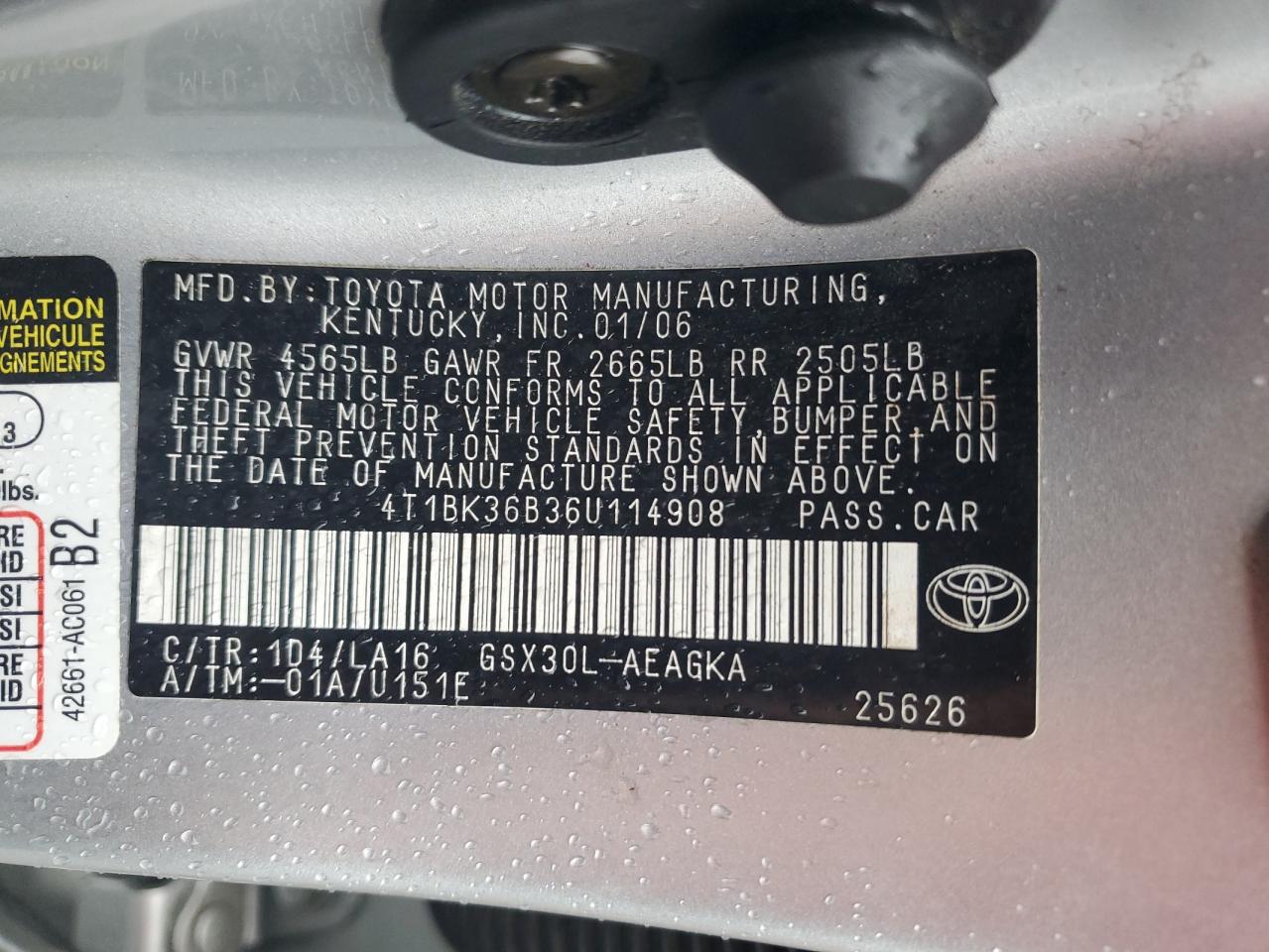 4T1BK36B36U114908 2006 Toyota Avalon Xl