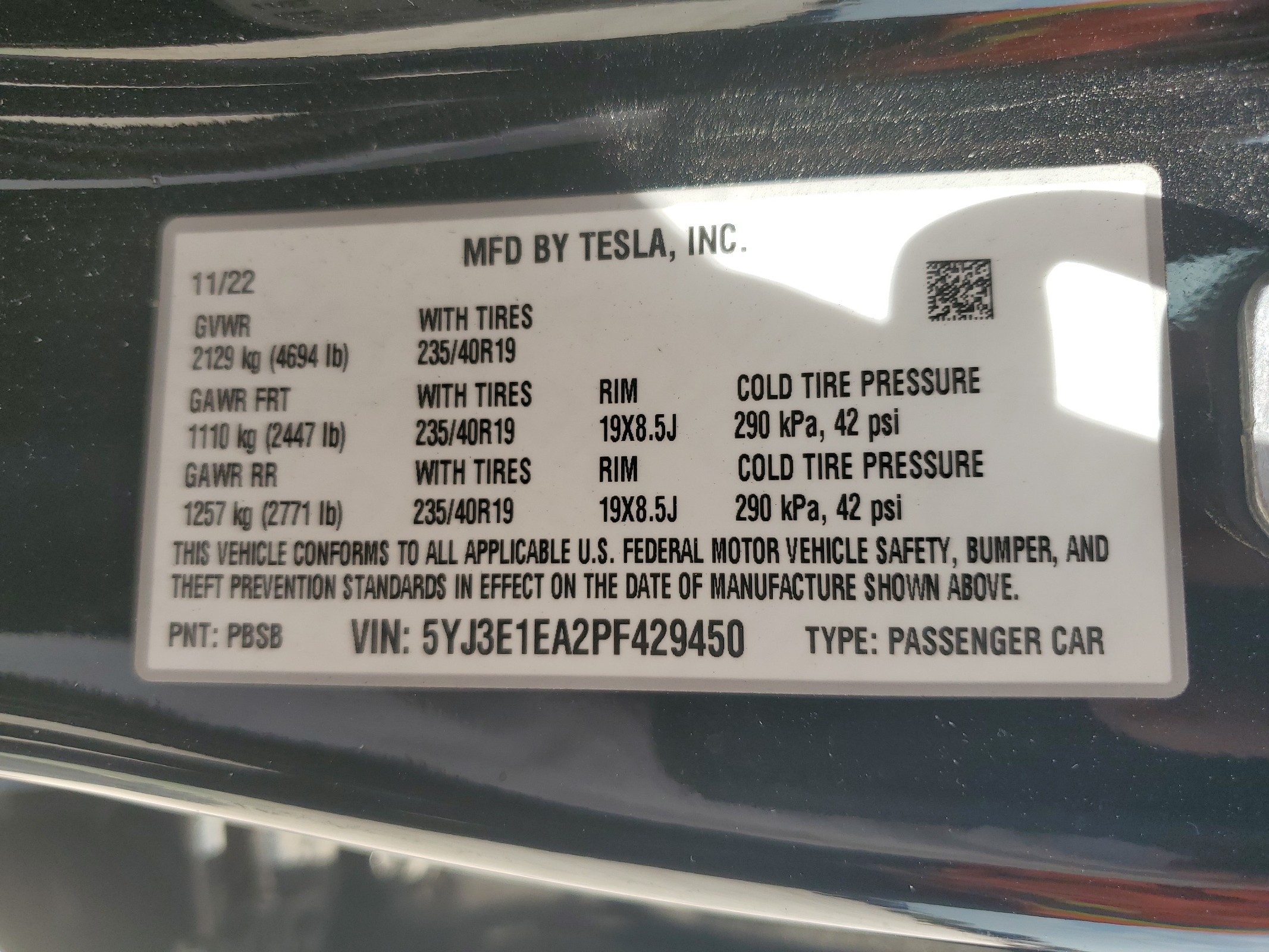 5YJ3E1EA2PF429450 2023 Tesla Model 3