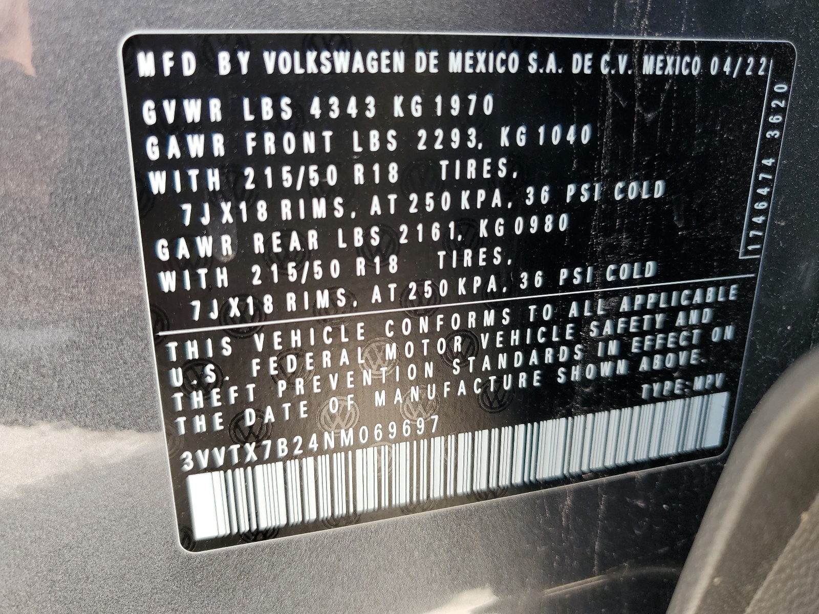 3VVTX7B24NM069697 2022 Volkswagen Taos Se