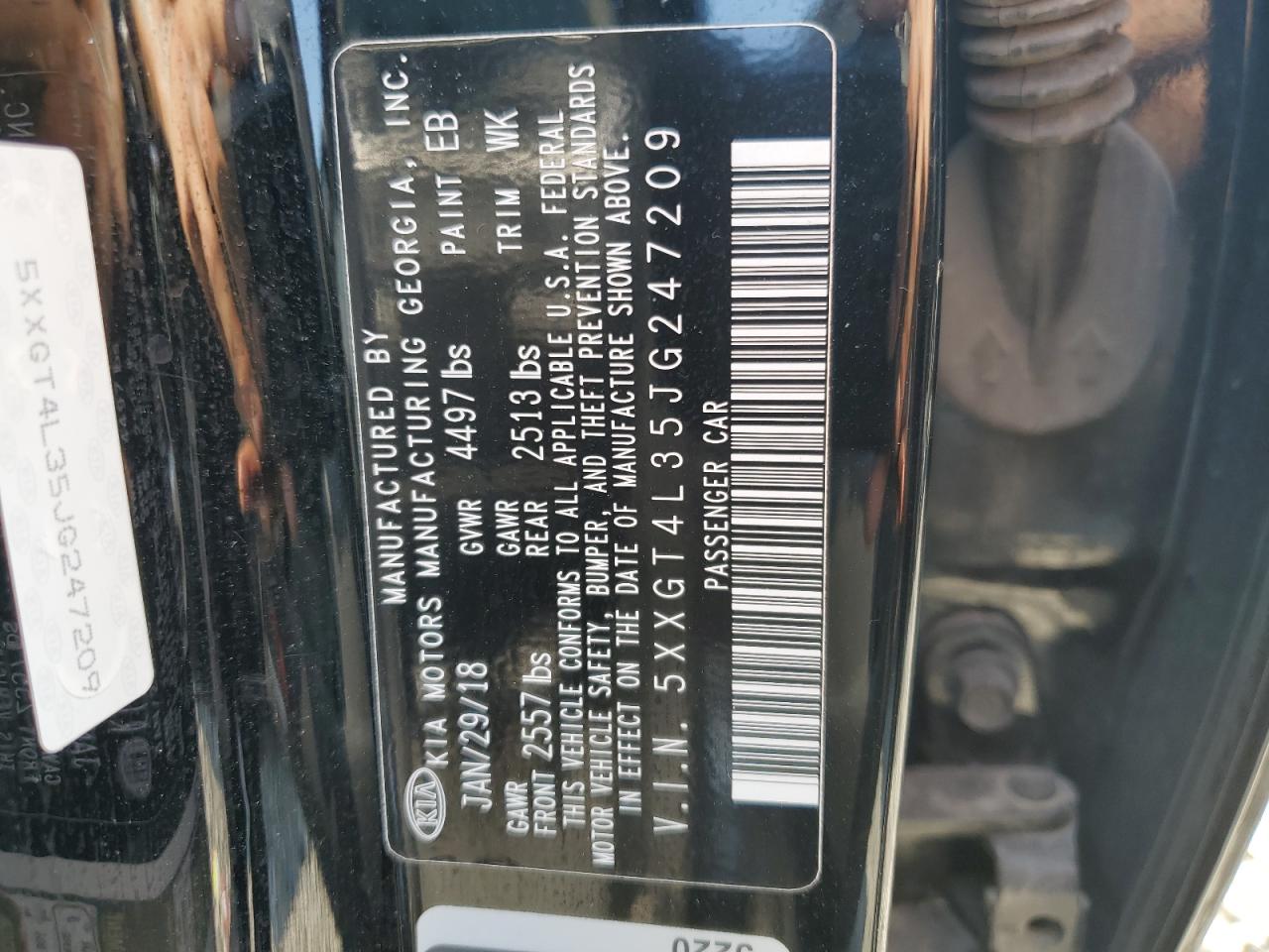 2018 Kia Optima Lx VIN: 5XXGT4L35JG247209 Lot: 63930614