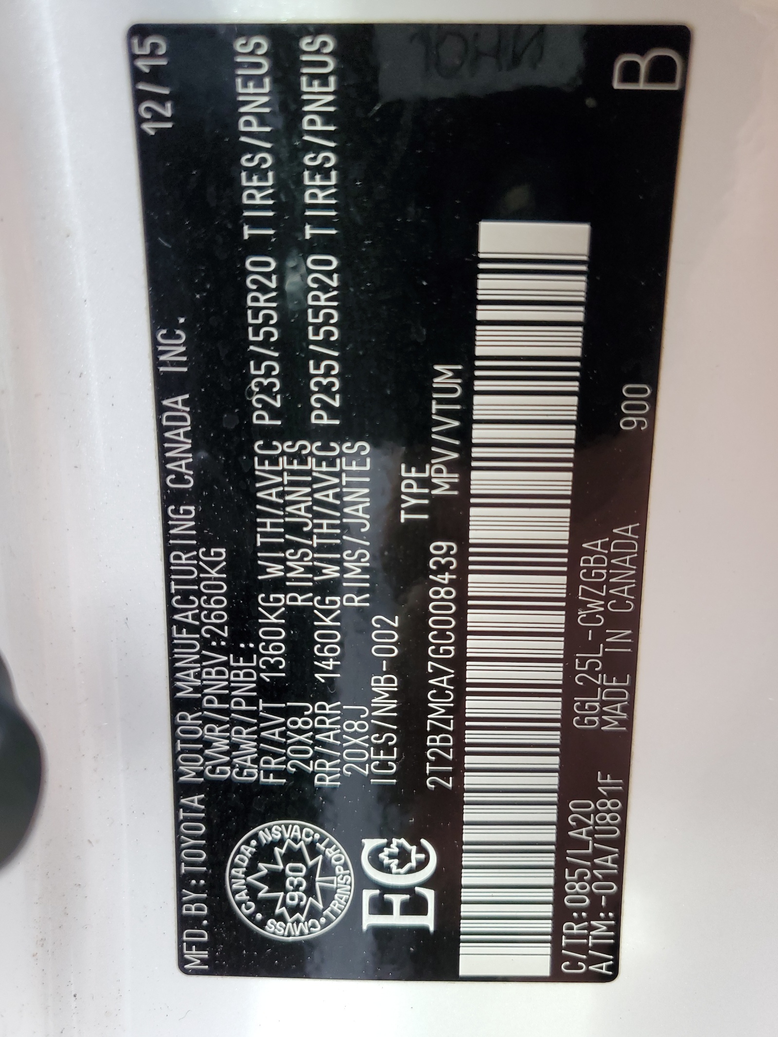 2T2BZMCA7GC008439 2016 Lexus Rx 350 Base