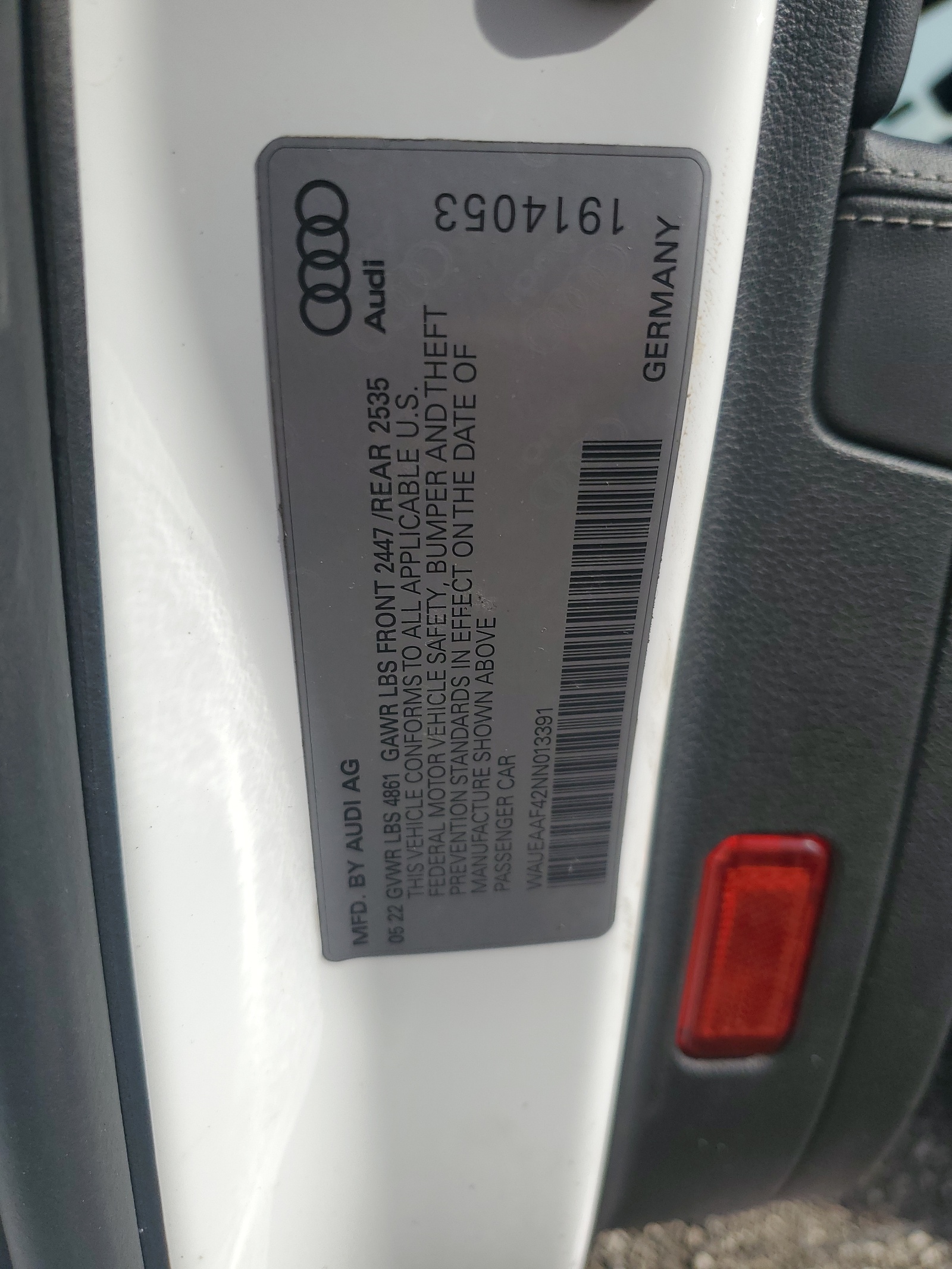 WAUEAAF42NN013391 2022 Audi A4 Premium Plus 45