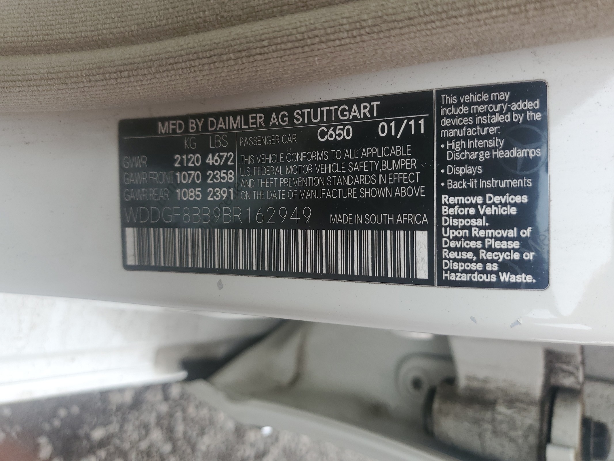 WDDGF8BB9BR162949 2011 Mercedes-Benz C 300 4Matic
