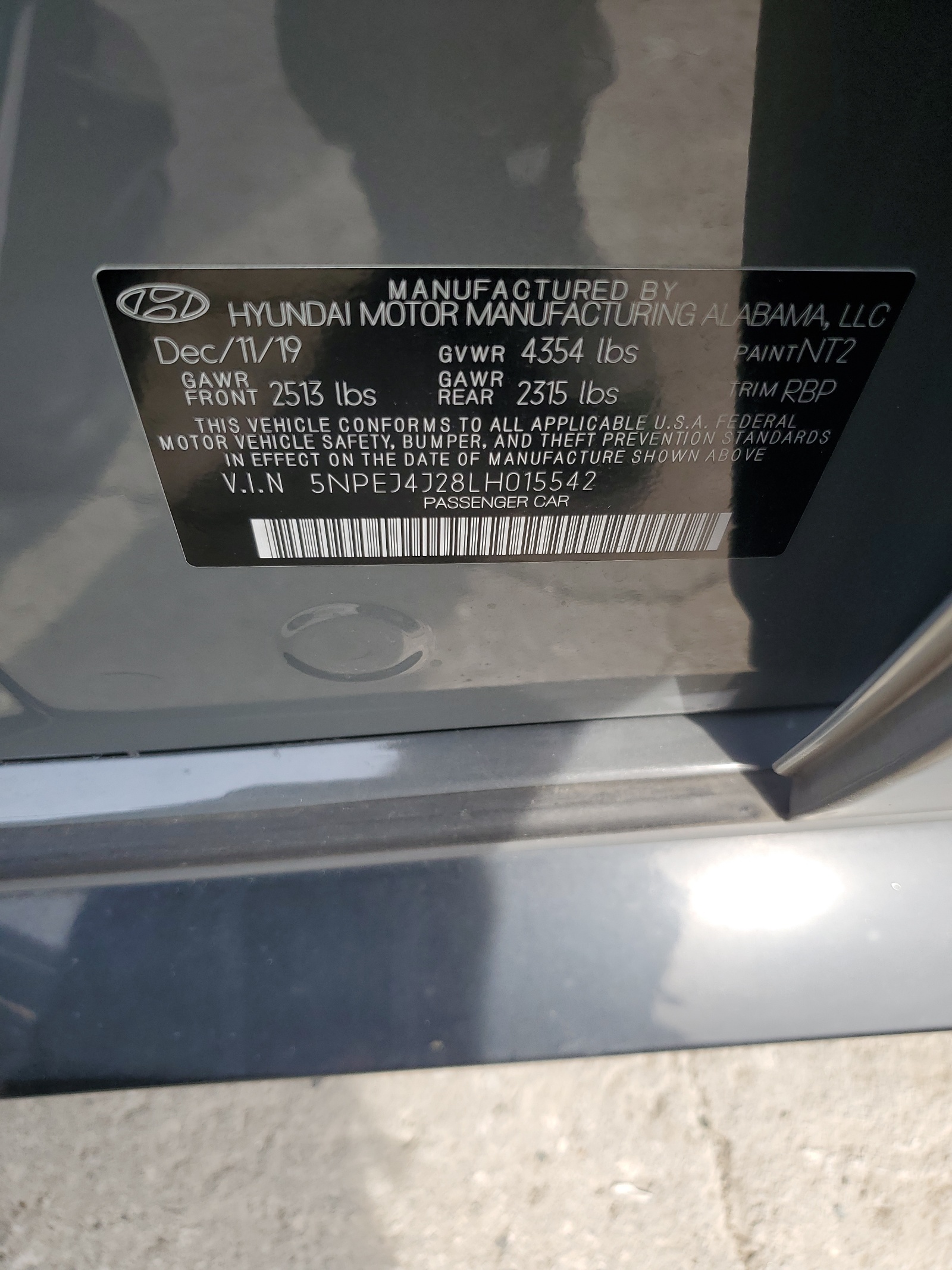 5NPEJ4J28LH015542 2020 Hyundai Sonata Sel Plus