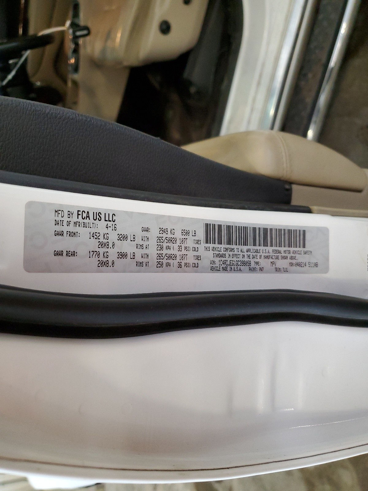 1C4RDJEG1GC398058 2016 Dodge Durango Citadel