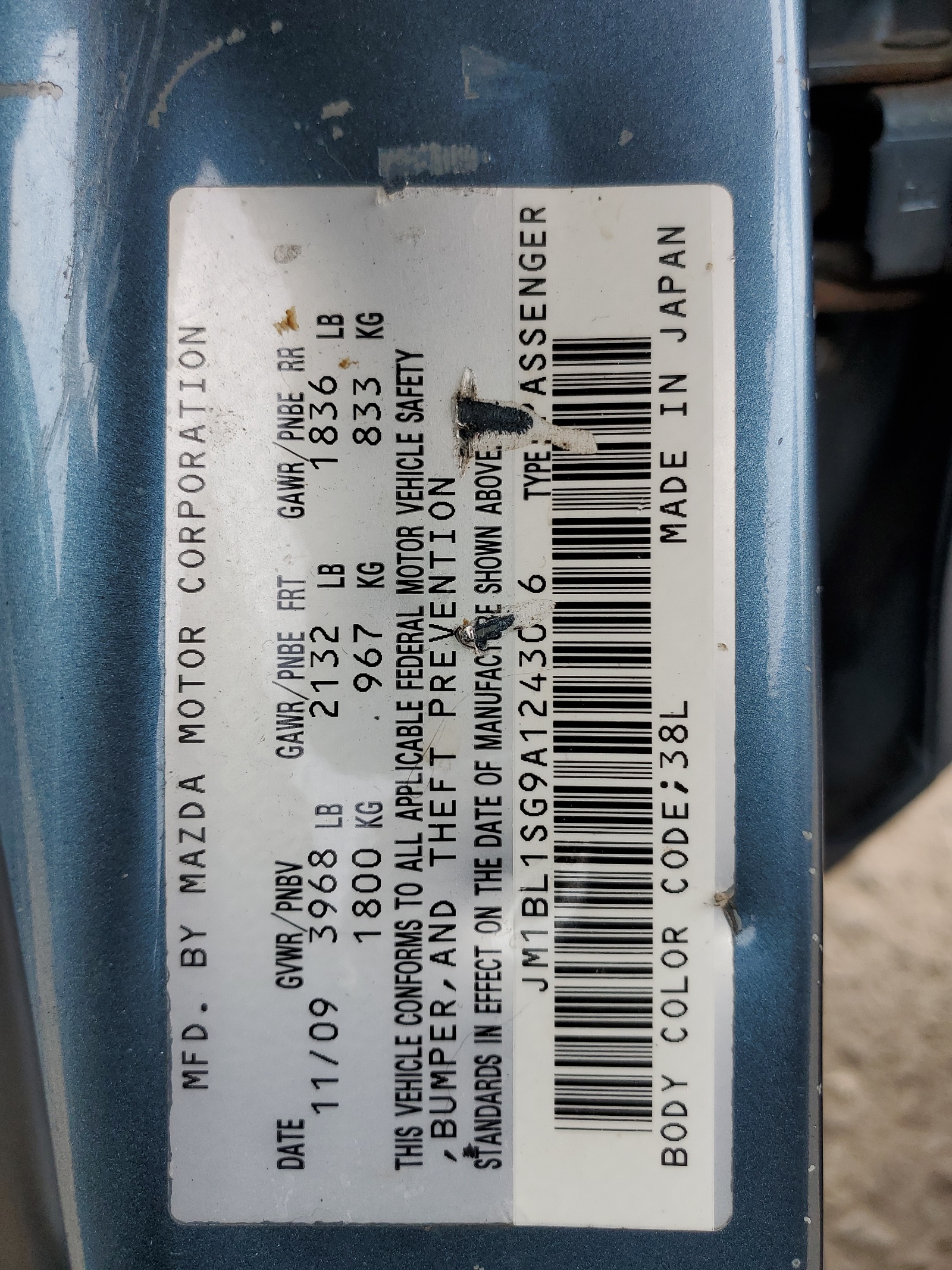 JM1BL1SG9A1243026 2010 Mazda 3 I