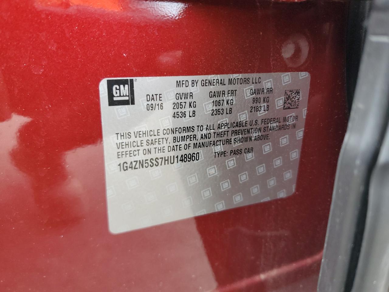 2017 Buick Lacrosse Preferred VIN: 1G4ZN5SS7HU148960 Lot: 63623634