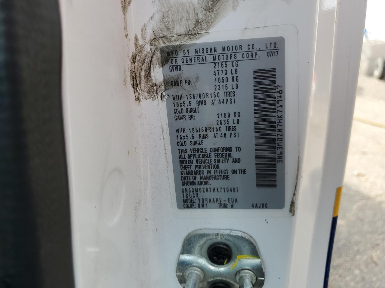 2017 Chevrolet City Express Lt VIN: 3N63M0ZN7HK719487 Lot: 64039334