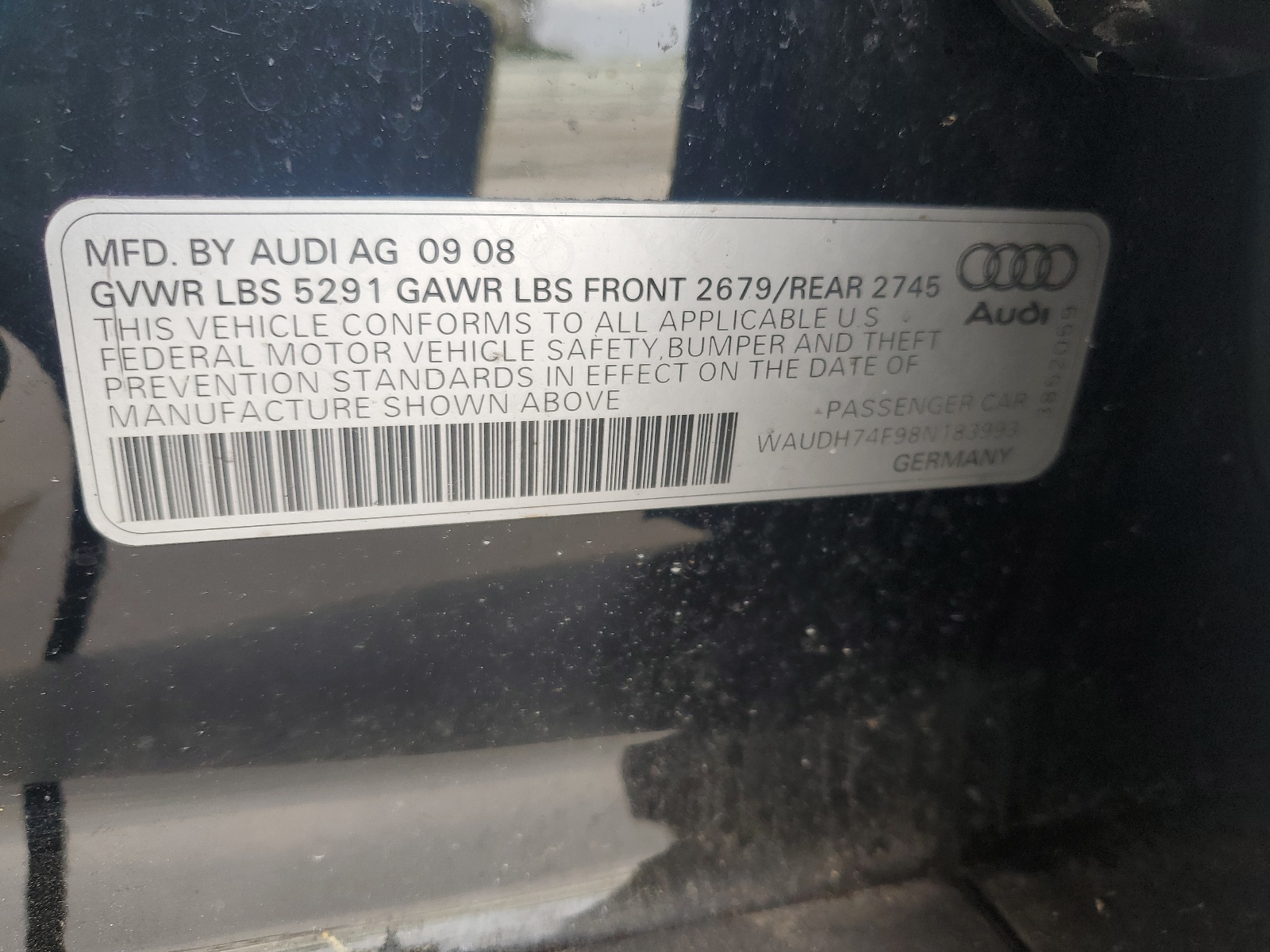 WAUDH74F98N183993 2008 Audi A6 3.2 Quattro