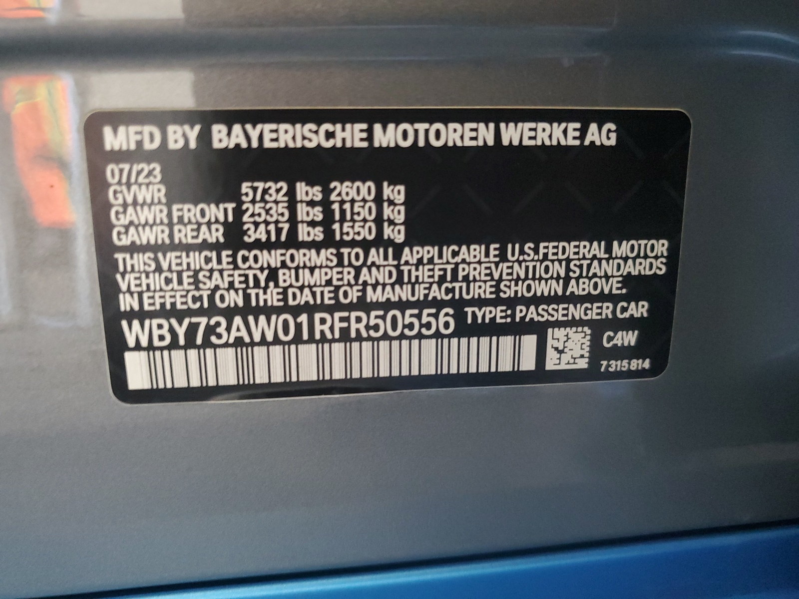 2024 BMW I4 Edrive 40 vin: WBY73AW01RFR50556