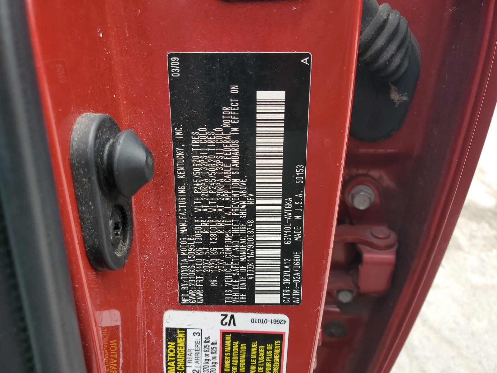 4T3ZK11A79U008748 2009 Toyota Venza