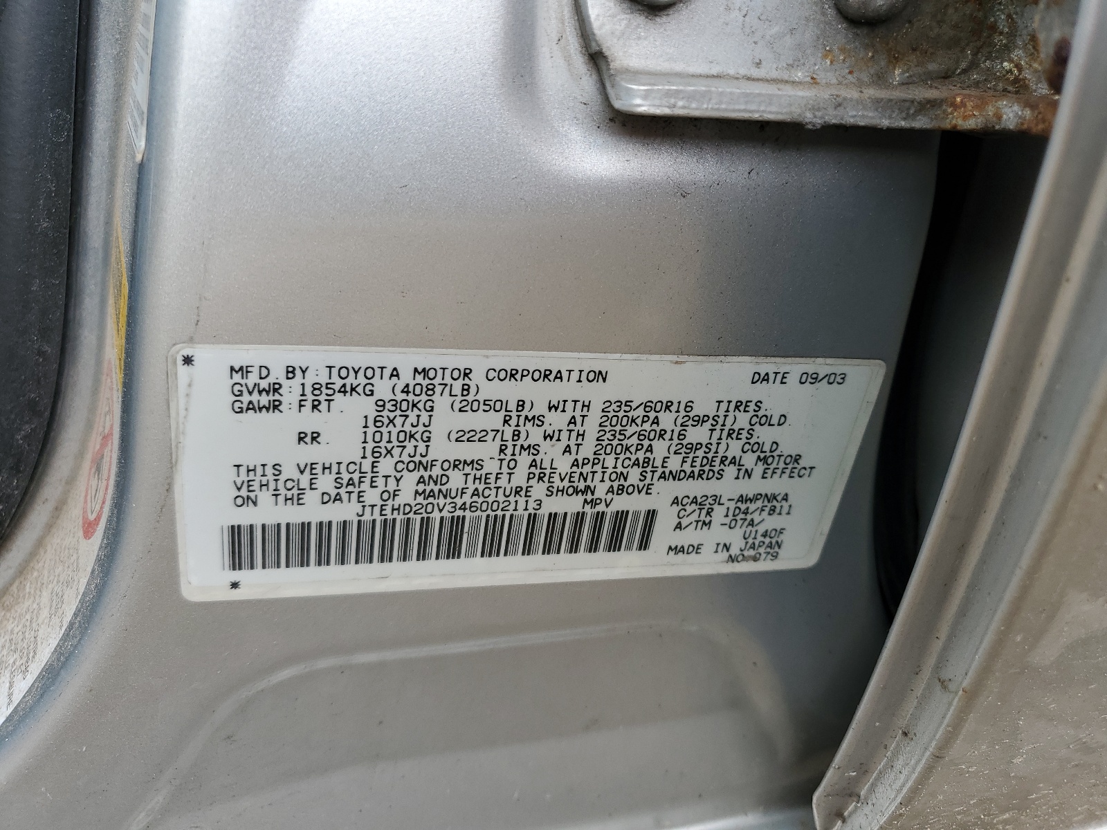 JTEHD20V346002113 2004 Toyota Rav4