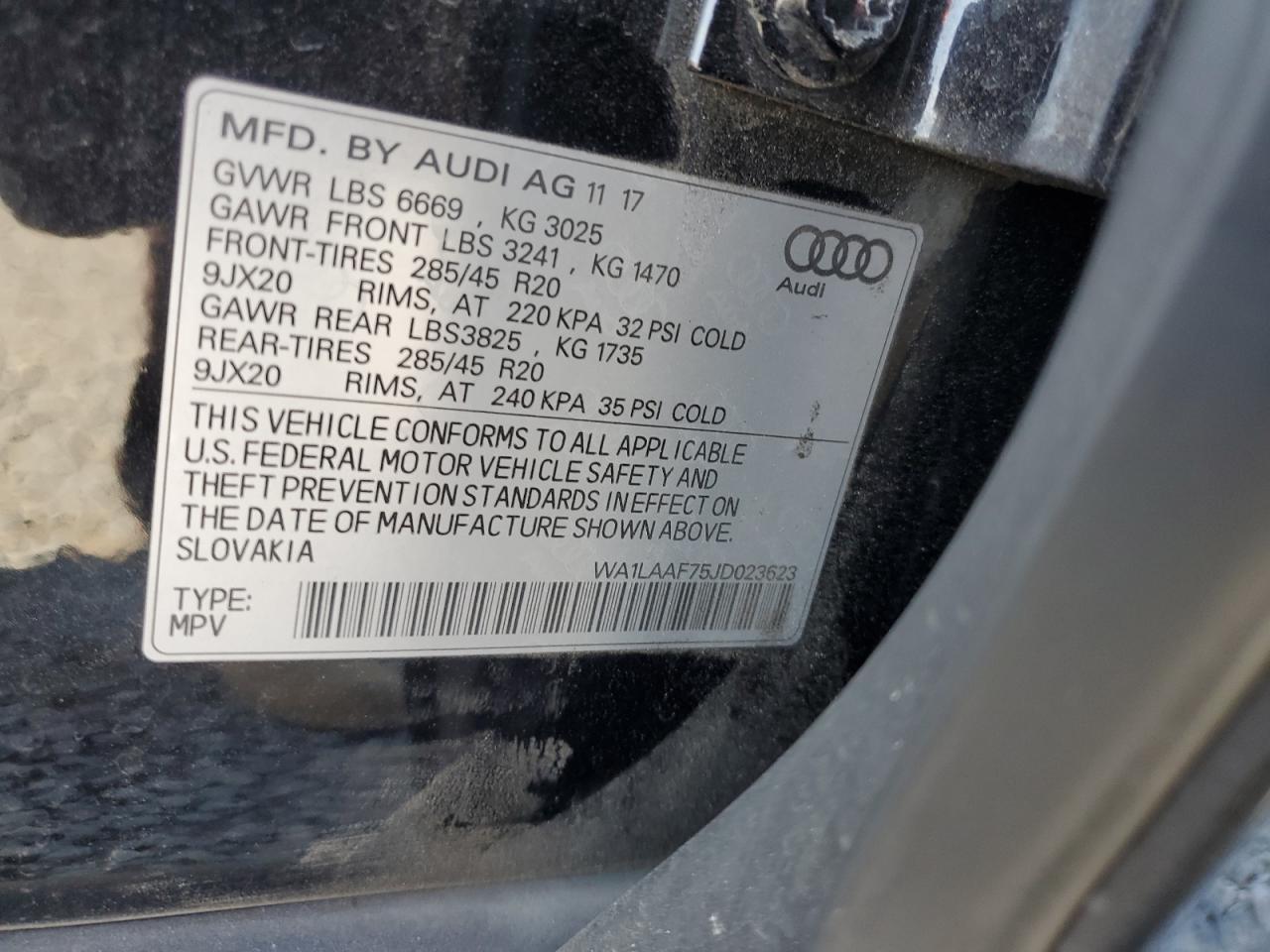 2018 Audi Q7 Premium Plus VIN: WA1LAAF75JD023623 Lot: 65087094