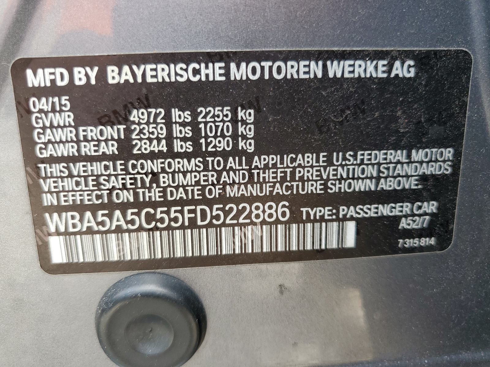 WBA5A5C55FD522886 2015 BMW 528 I