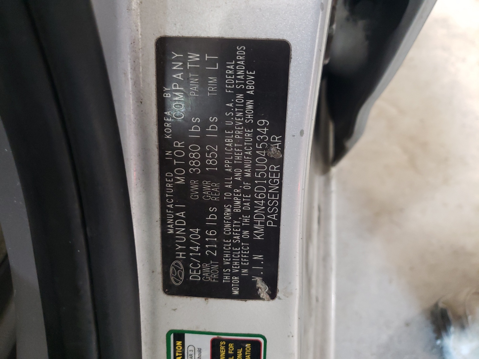 KMHDN46D15U045349 2005 Hyundai Elantra Gls