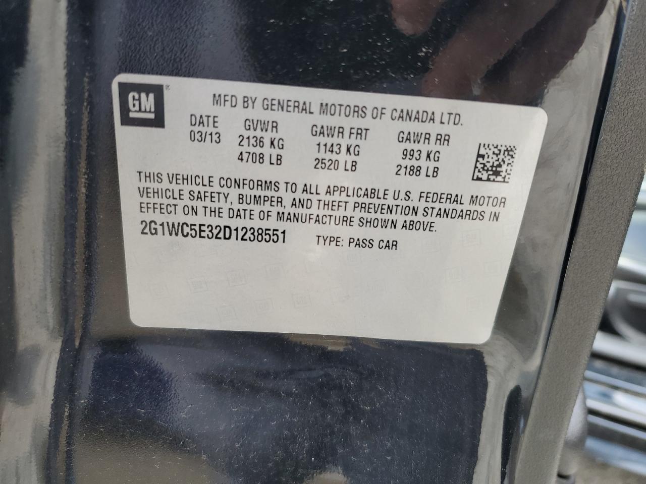 2G1WC5E32D1238551 2013 Chevrolet Impala Ltz