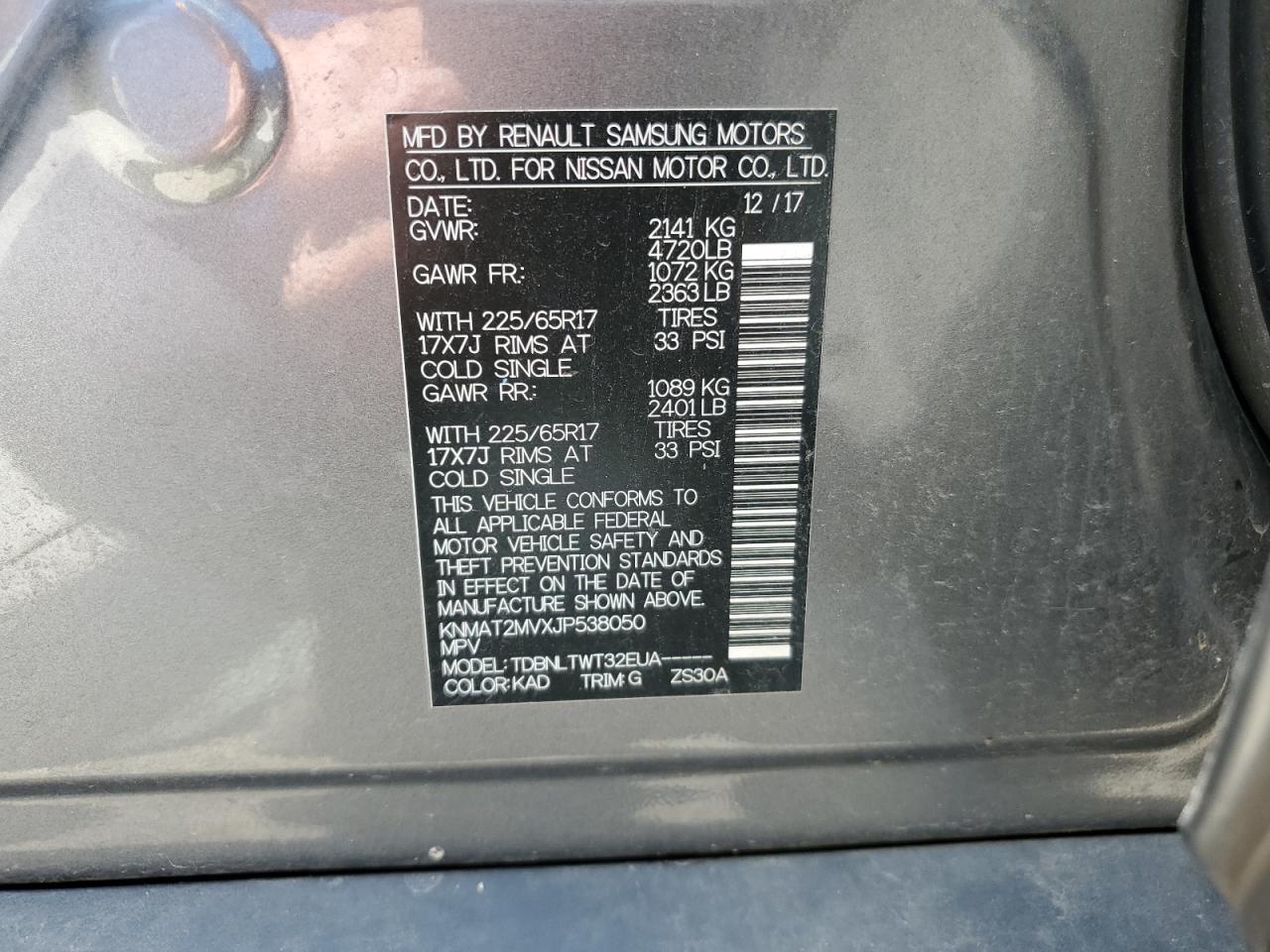 2018 Nissan Rogue S VIN: KNMAT2MVXJP538050 Lot: 63085924