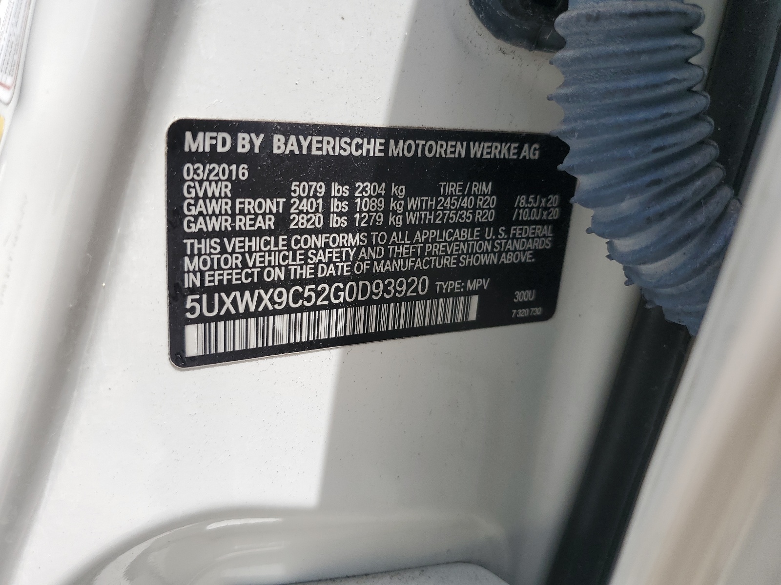 5UXWX9C52G0D93920 2016 BMW X3 xDrive28I