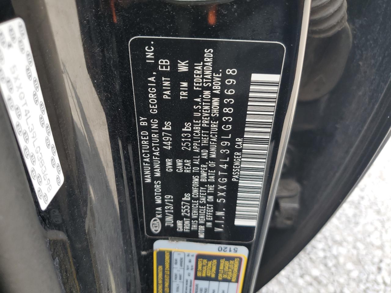 2020 Kia Optima Lx VIN: 5XXGT4L39LG383698 Lot: 63820654