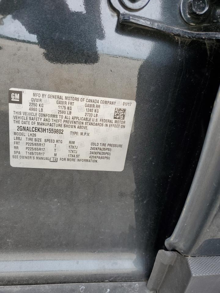 2017 Chevrolet Equinox Lt VIN: 2GNALCEK3H1559802 Lot: 63354664