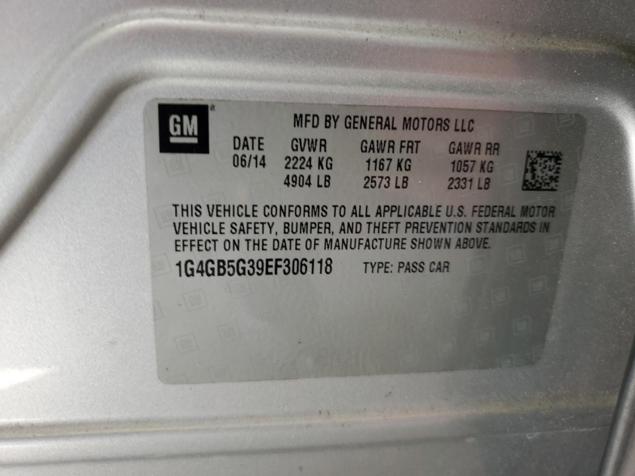 2014 Buick Lacrosse VIN: 1G4GB5G39EF306118 Lot: 64475674