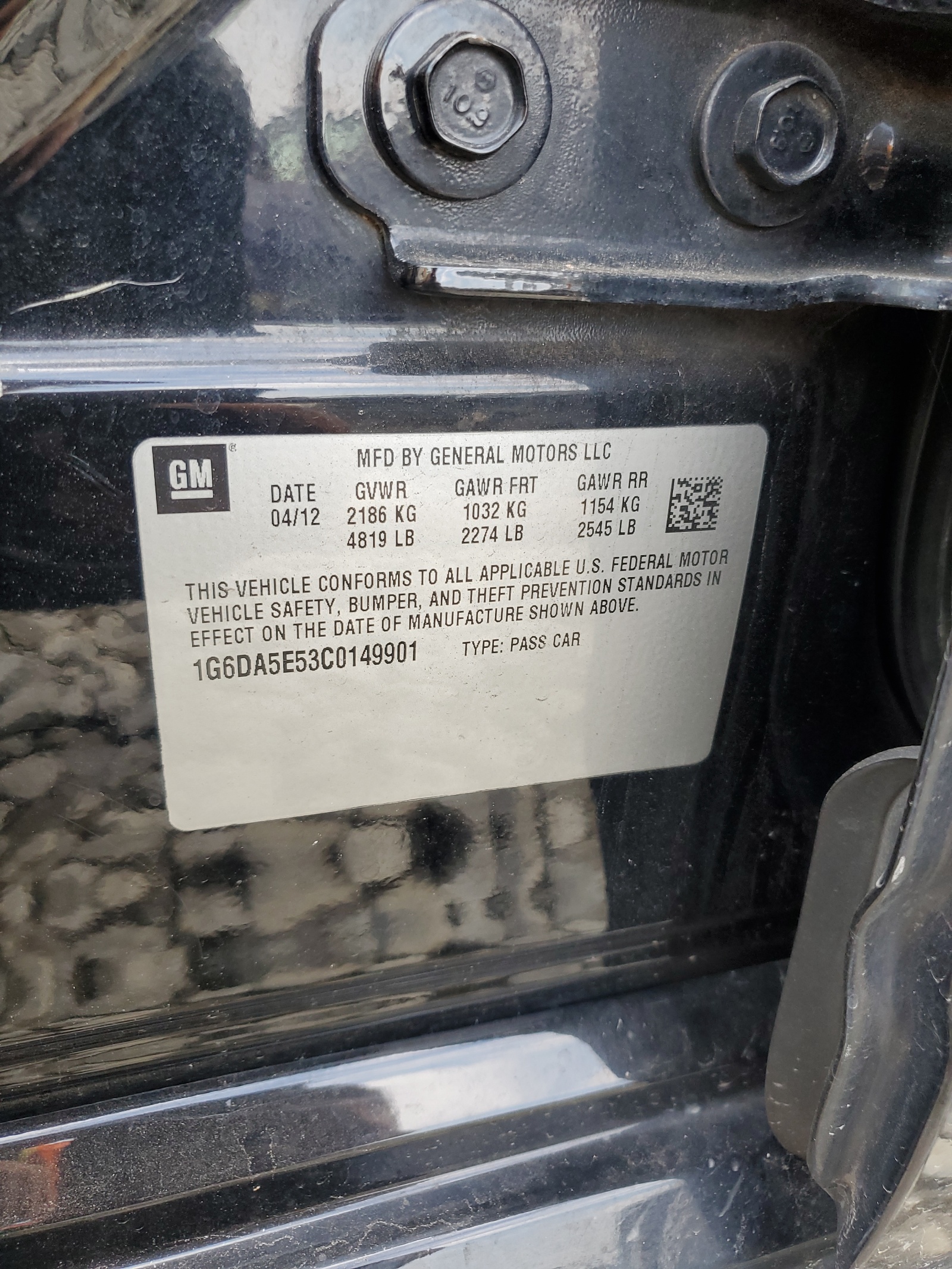 1G6DA5E53C0149901 2012 Cadillac Cts