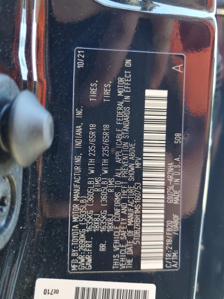 2021 Toyota Highlander L VIN: 5TDBZRBH1MS160753 Lot: 61694394