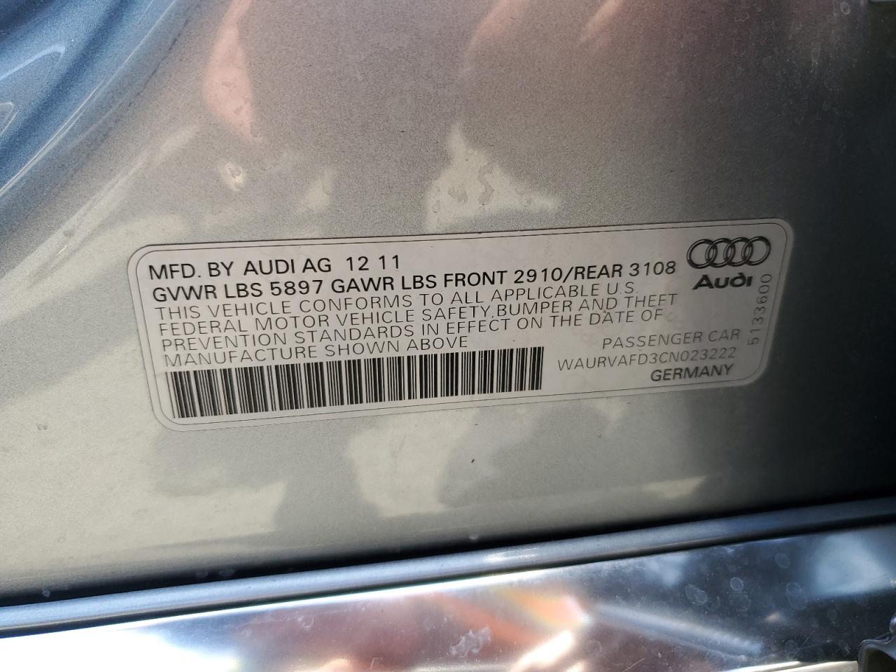 2012 Audi A8 L Quattro VIN: WAURVAFD3CN023222 Lot: 64509424