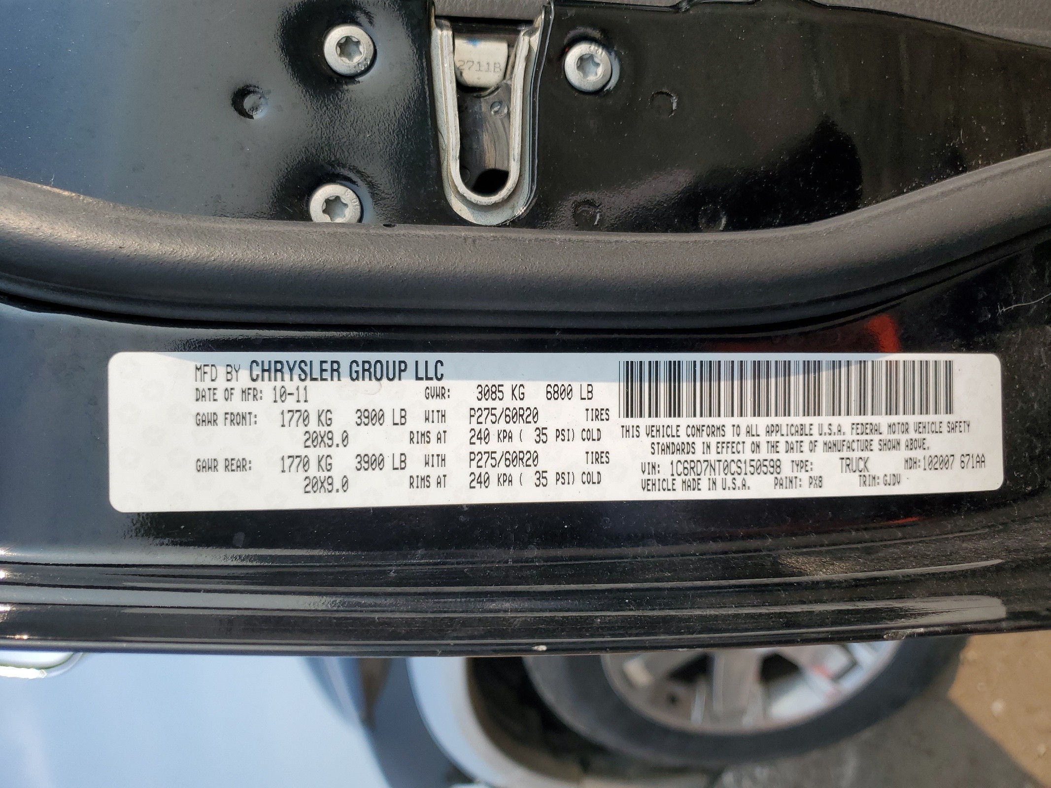 1C6RD7NT0CS150598 2012 Dodge Ram 1500 Laramie