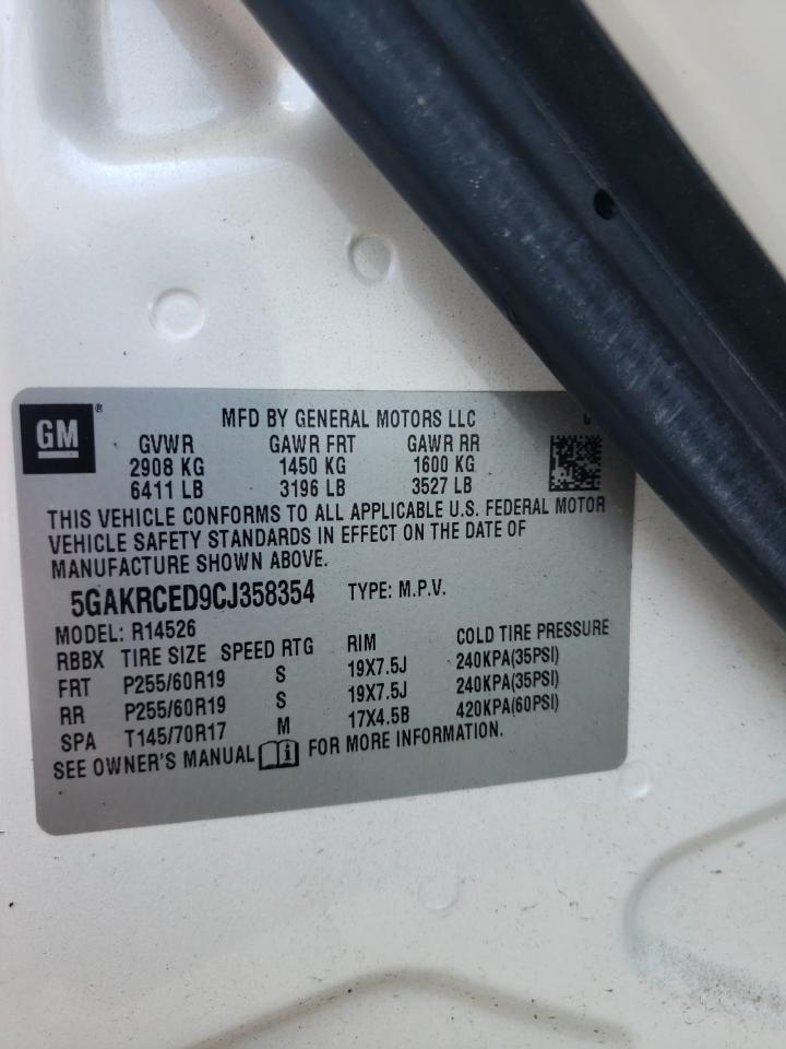 2012 Buick Enclave VIN: 5GAKRCED9CJ358354 Lot: 62359154