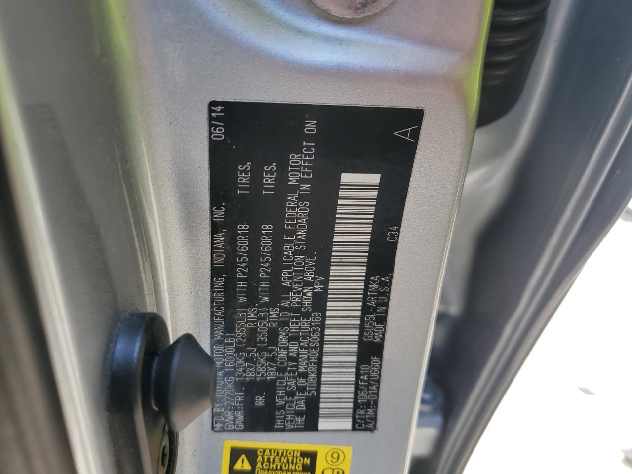 2014 Toyota Highlander Le VIN: 5TDBKRFH0ES063169 Lot: 61334464