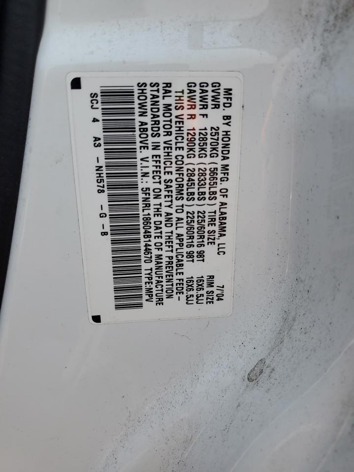 5FNRL18604B144670 2004 Honda Odyssey Ex