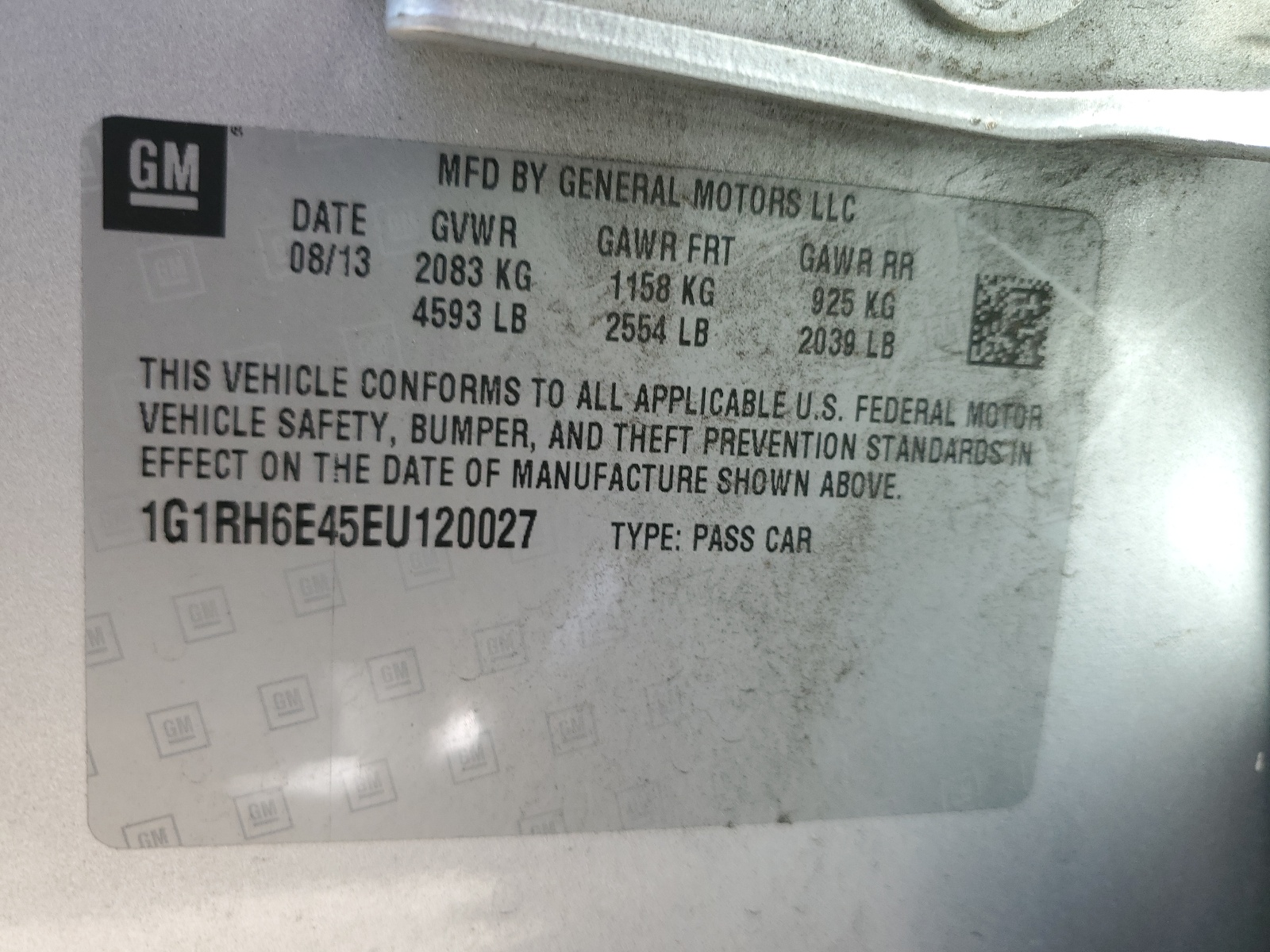 1G1RH6E45EU120027 2014 Chevrolet Volt