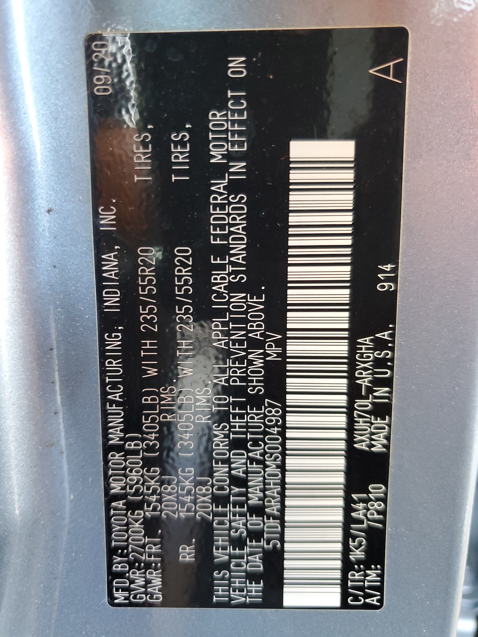 5TDFARAH0MS004987 2021 Toyota Highlander Hybrid Platinum