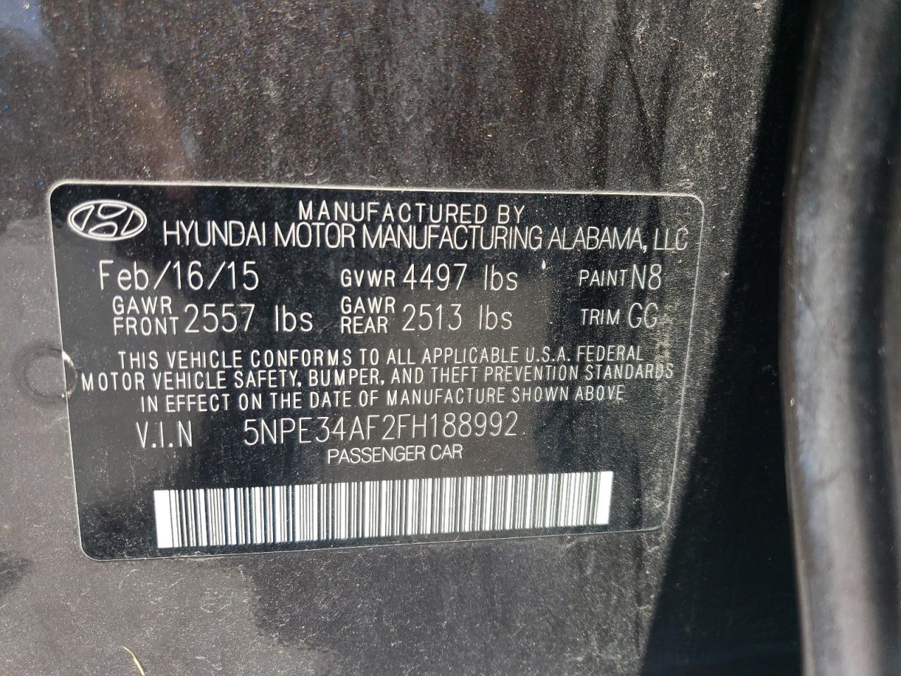 5NPE34AF2FH188992 2015 Hyundai Sonata Sport