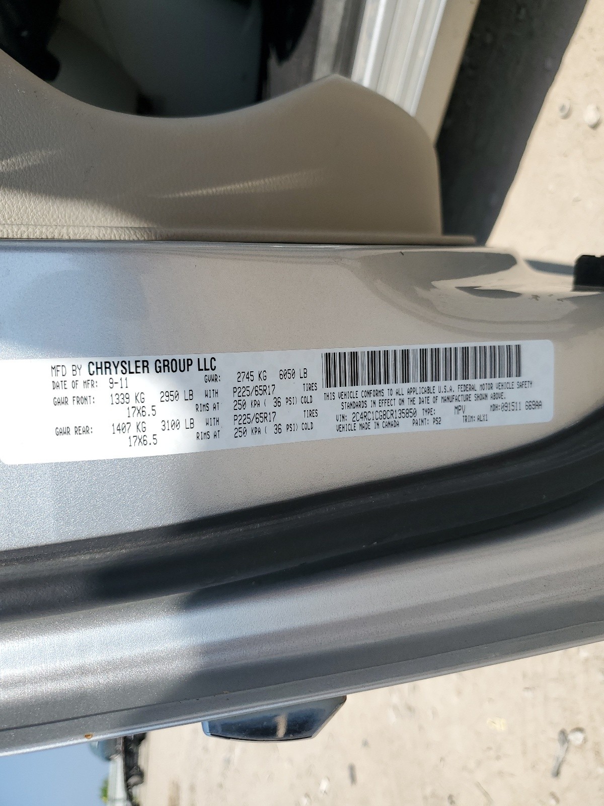 2C4RC1CG8CR135850 2012 Chrysler Town & Country Touring L