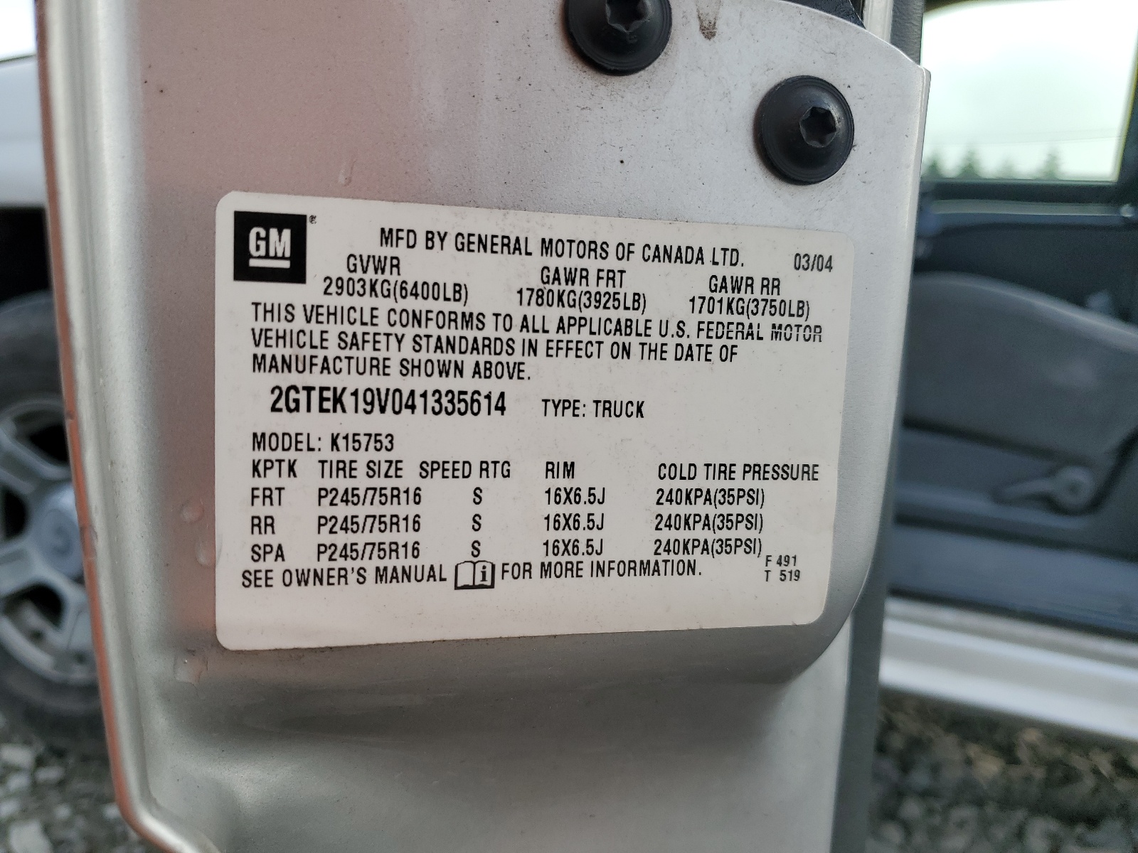 2GTEK19V041335614 2004 GMC New Sierra K1500