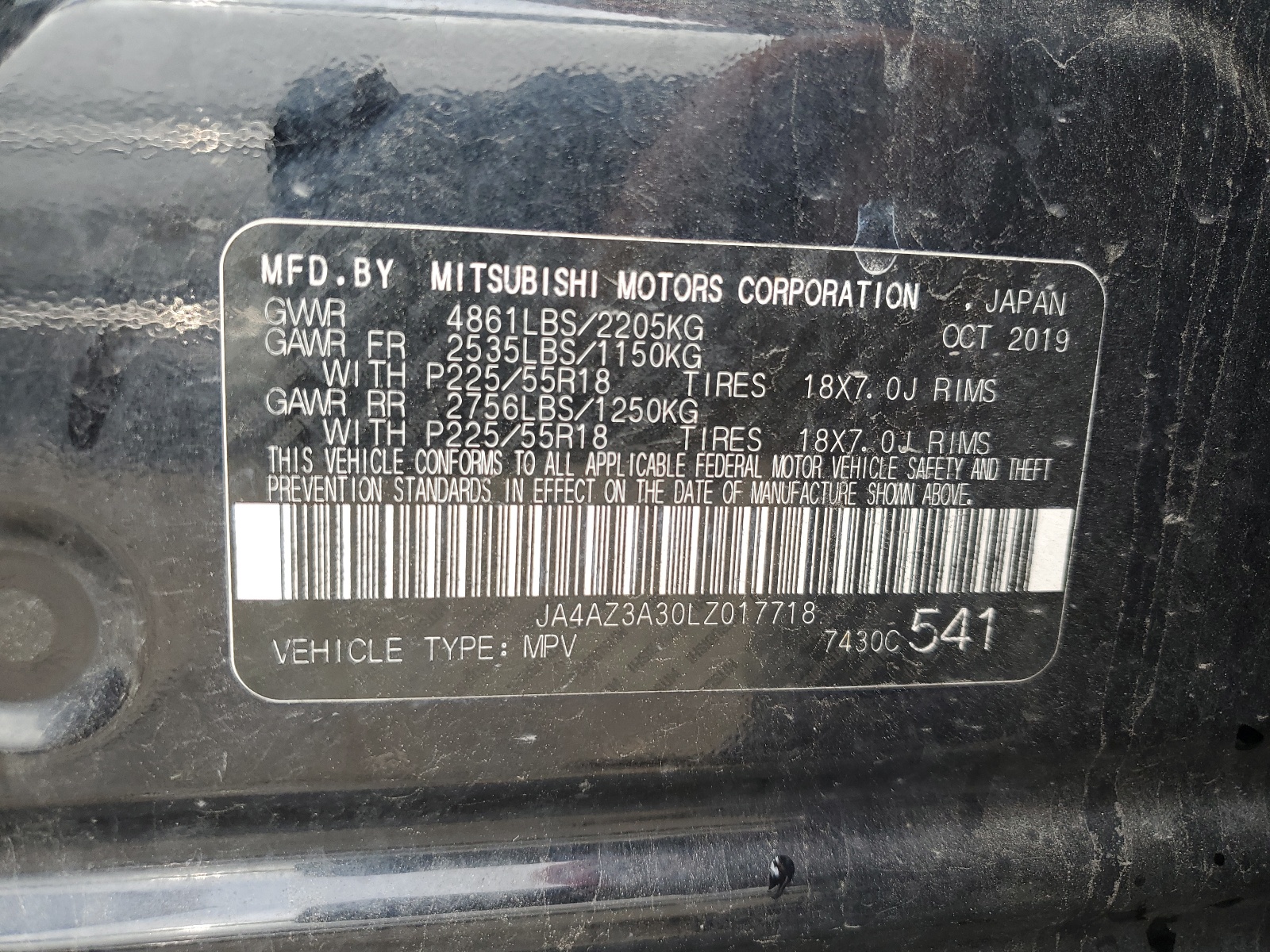 JA4AZ3A30LZ017718 2020 Mitsubishi Outlander Se