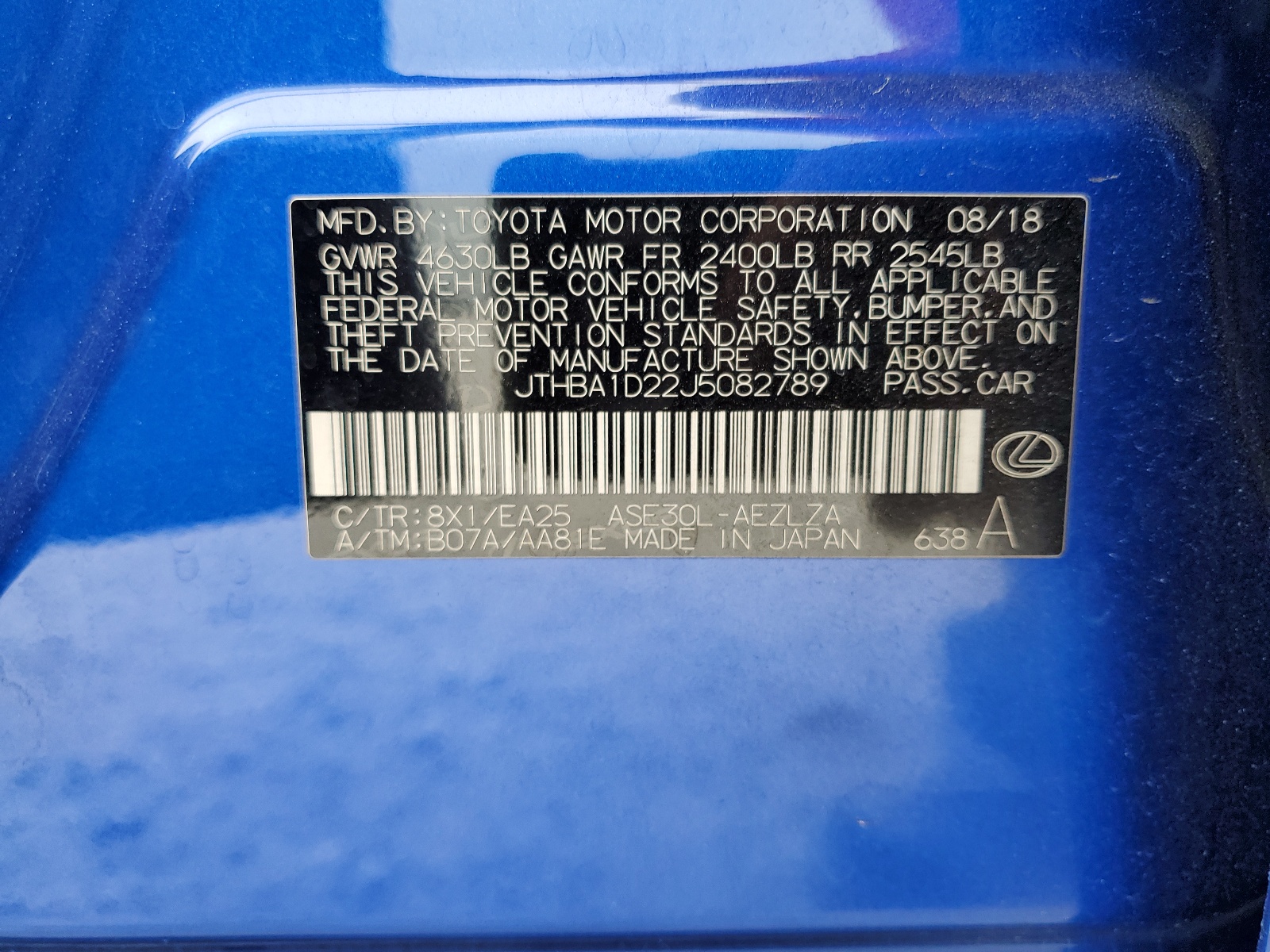 JTHBA1D22J5082789 2018 Lexus Is 300