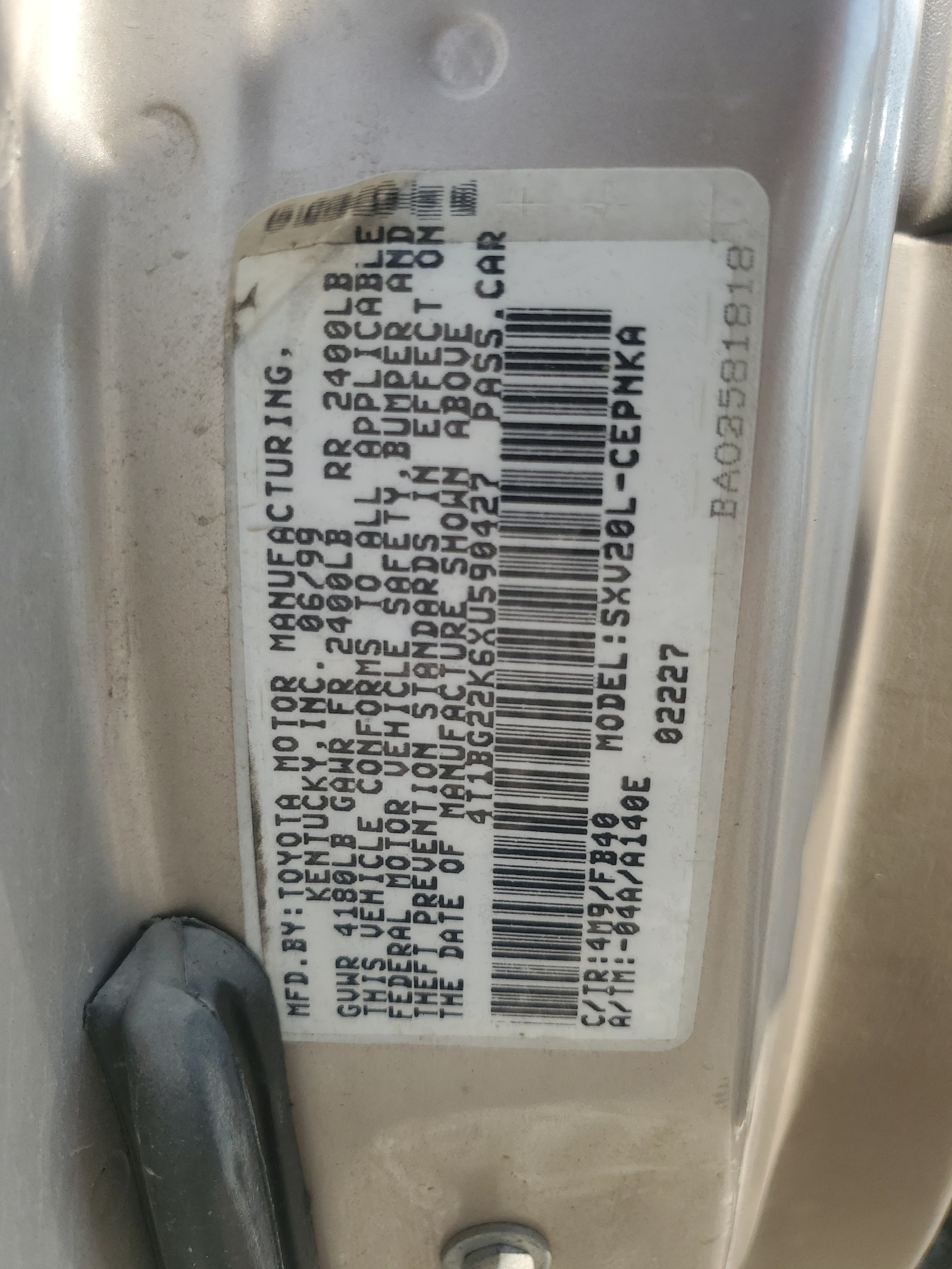 4T1BG22K6XU590427 1999 Toyota Camry Ce