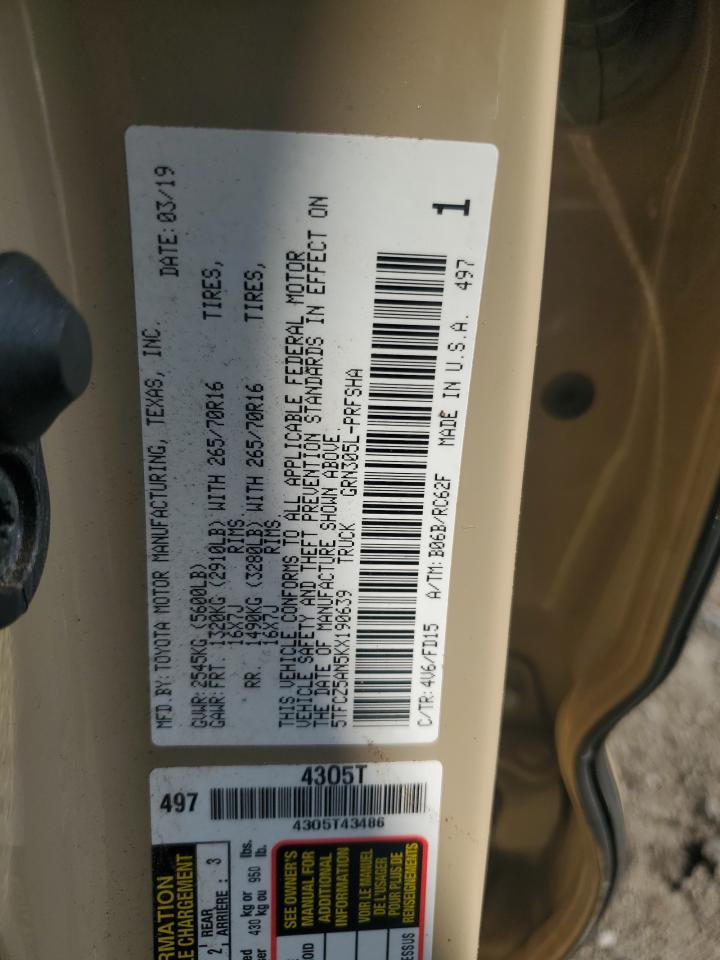 2019 Toyota Tacoma Double Cab VIN: 5TFCZ5AN5KX190639 Lot: 63310864