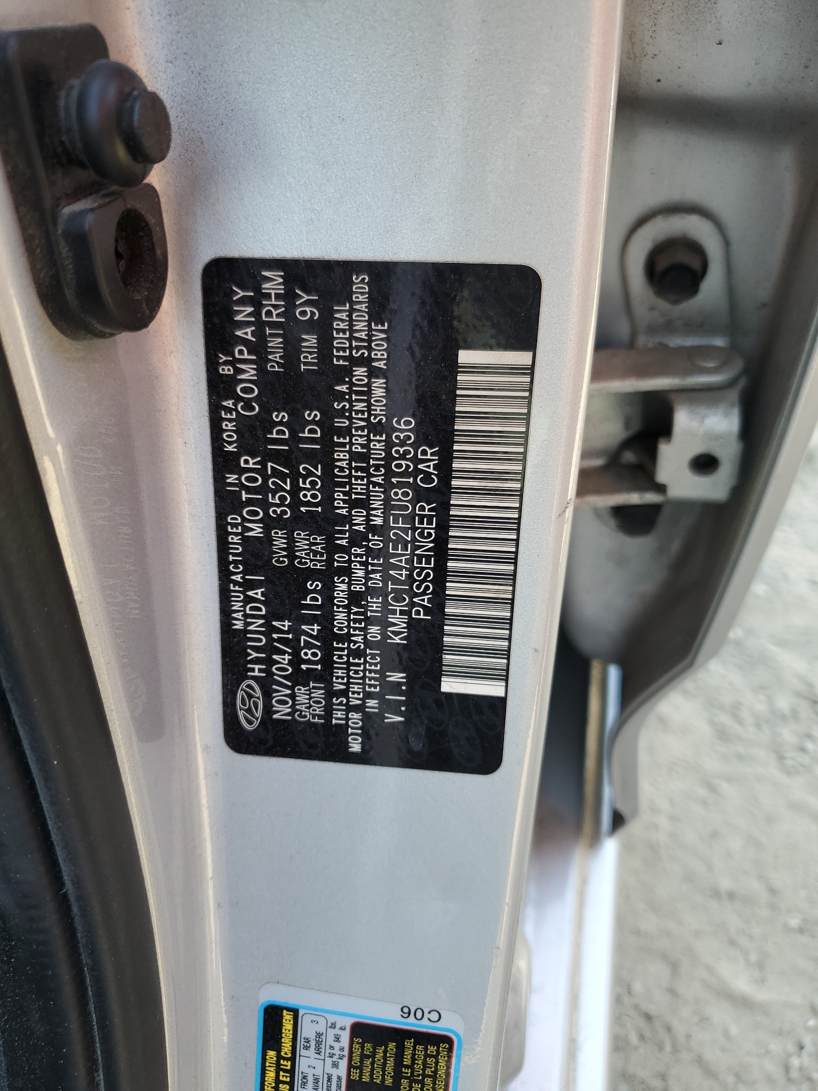 KMHCT4AE2FU819336 2015 Hyundai Accent Gls