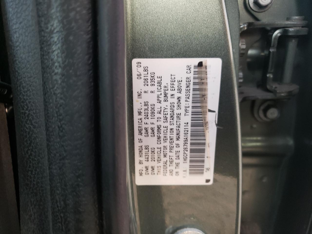 1HGCP26799A162114 2009 Honda Accord Ex