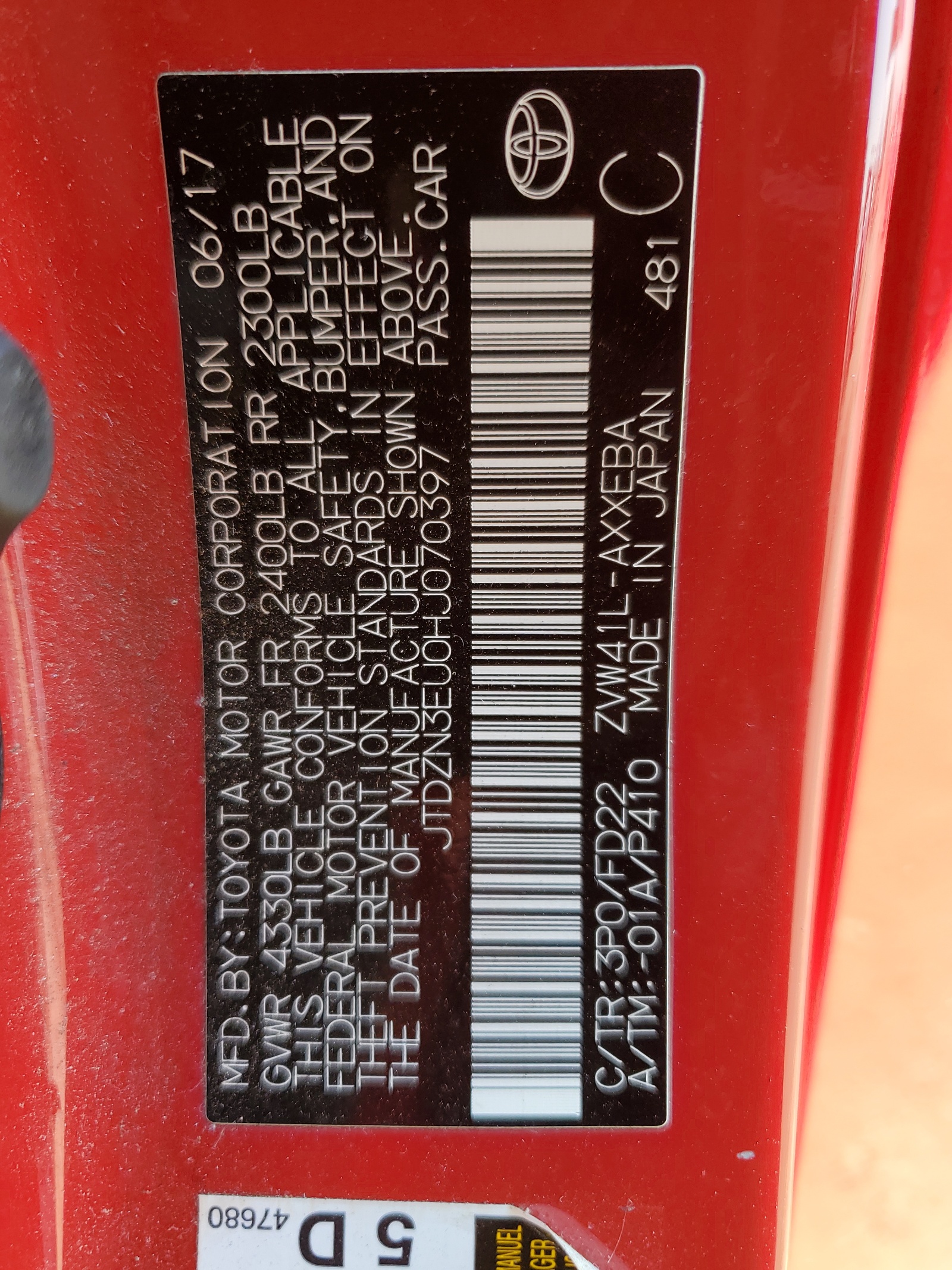 JTDZN3EU0HJ070397 2017 Toyota Prius V