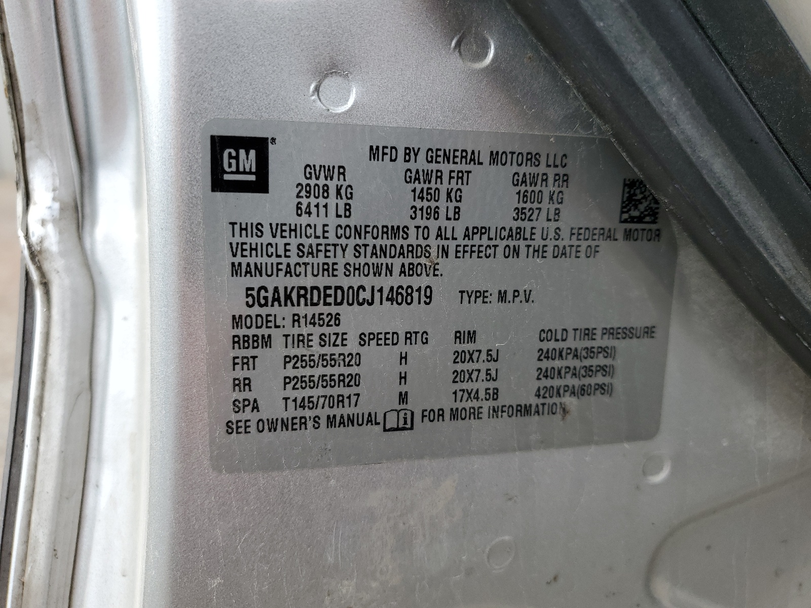 5GAKRDED0CJ146819 2012 Buick Enclave