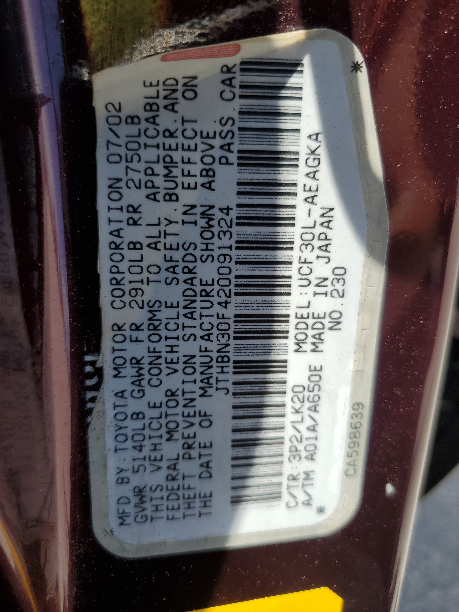 JTHBN30F420091324 2002 Lexus Ls 430